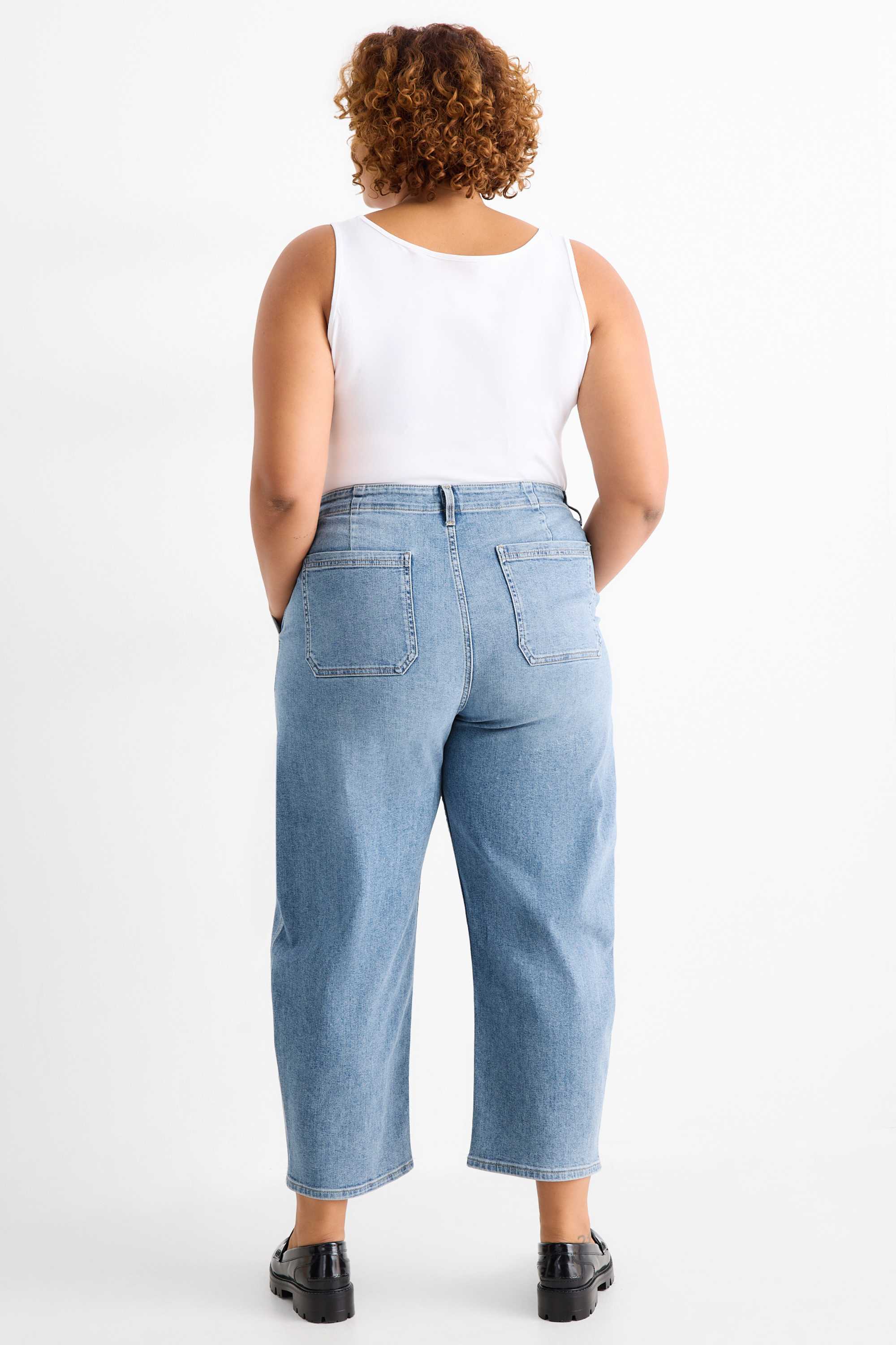Balloon jeans - high waist blue denim