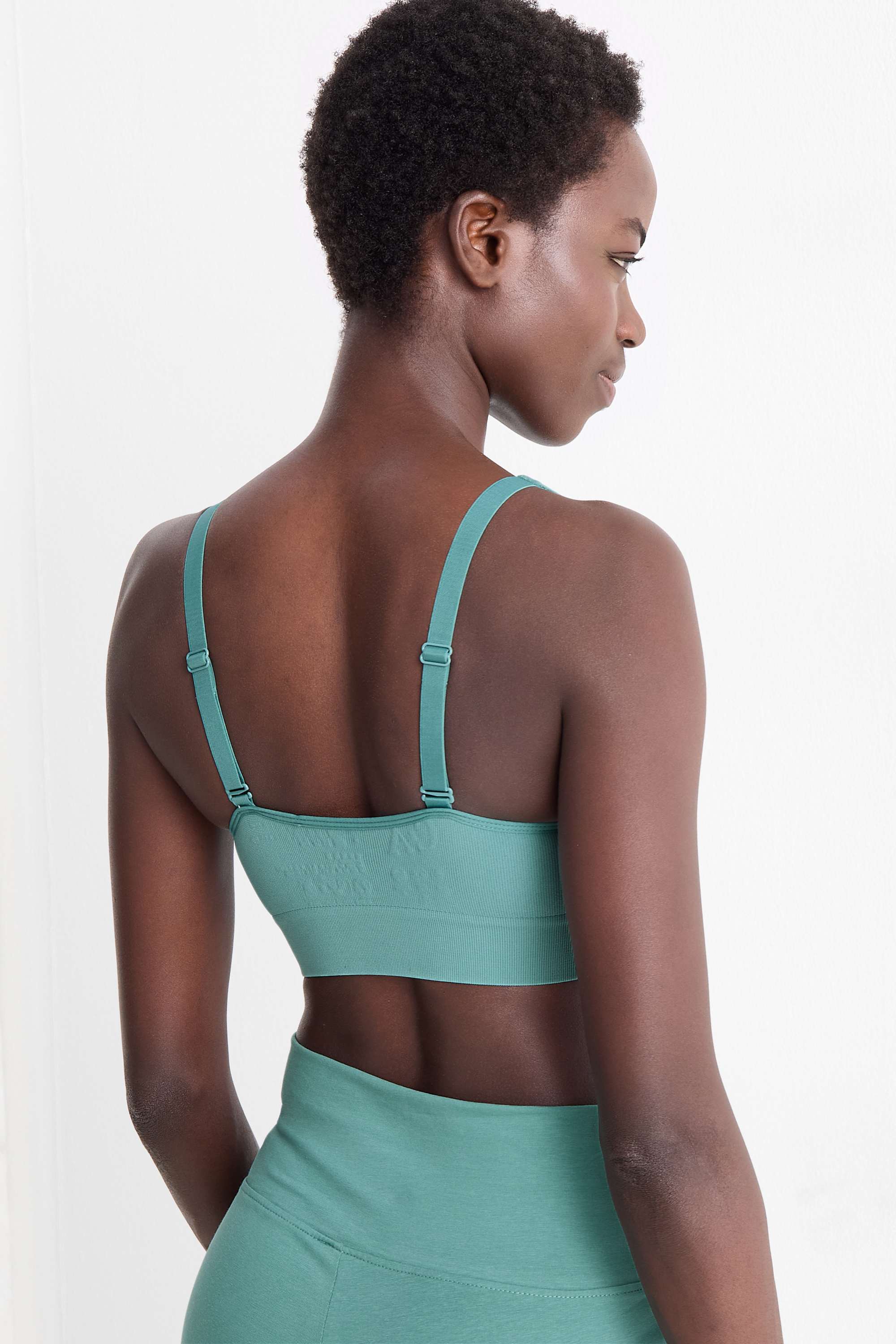 Sports bra - padded - ribbed - seamless green