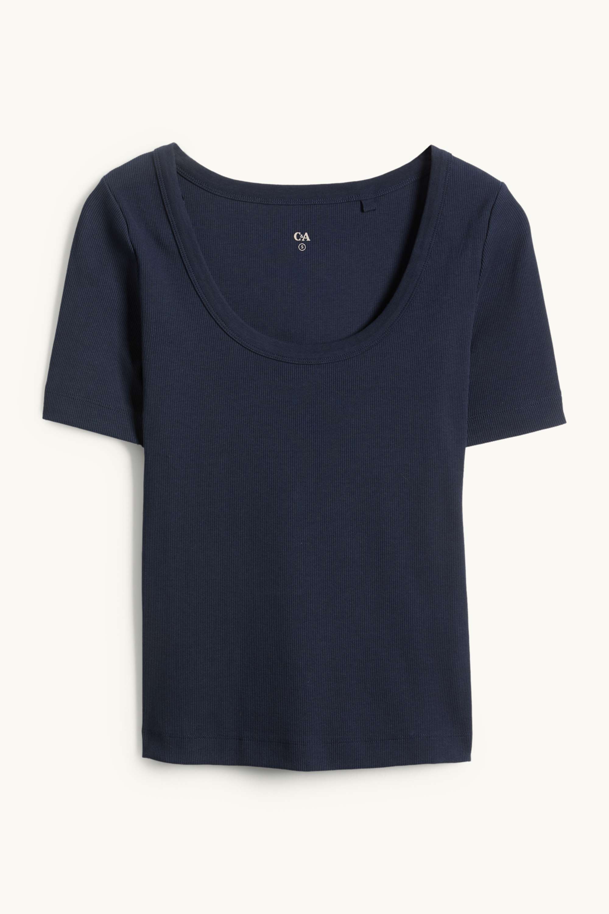 T-shirt - regular fit - ribbed dark blue