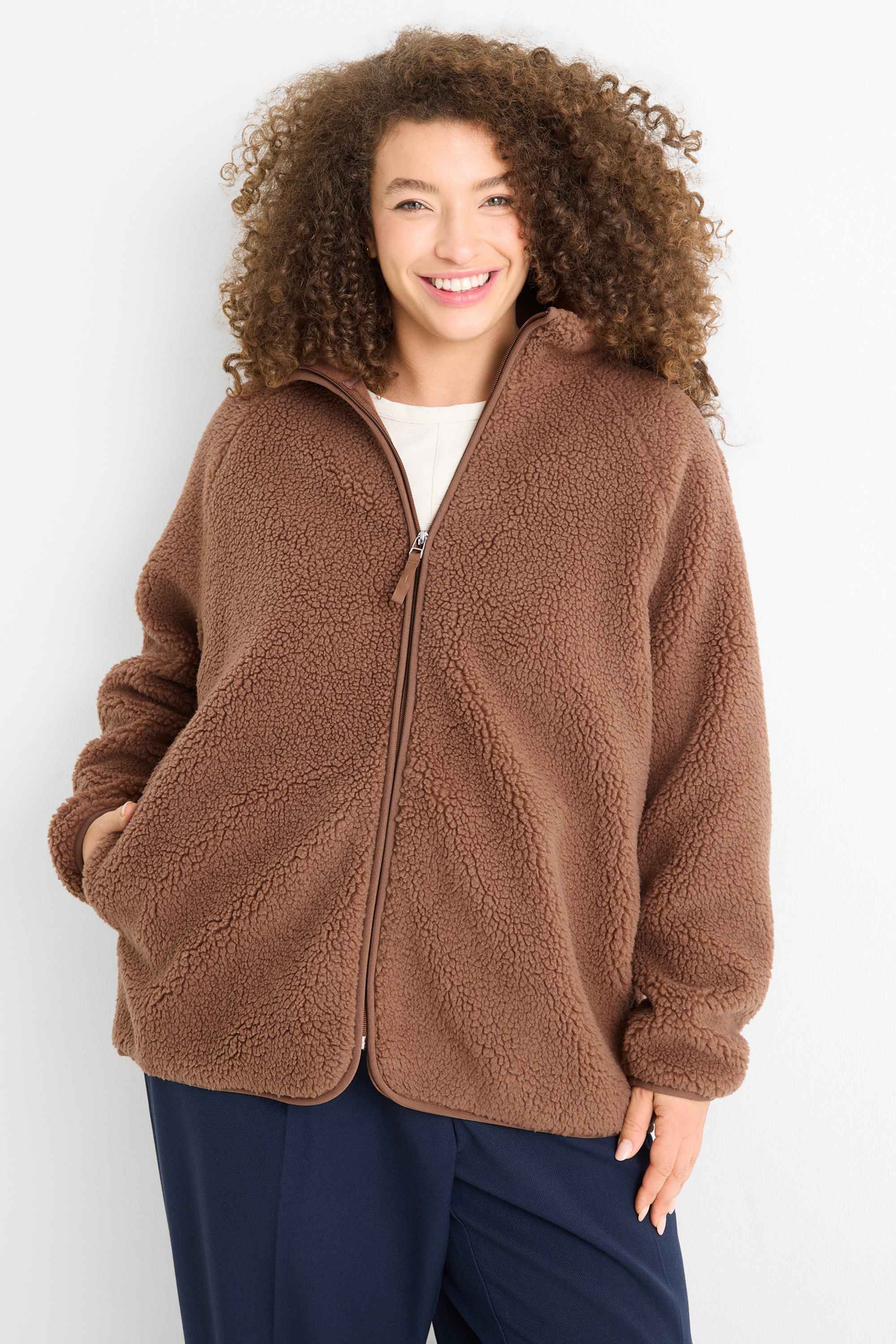 Teddy fur jacket brown