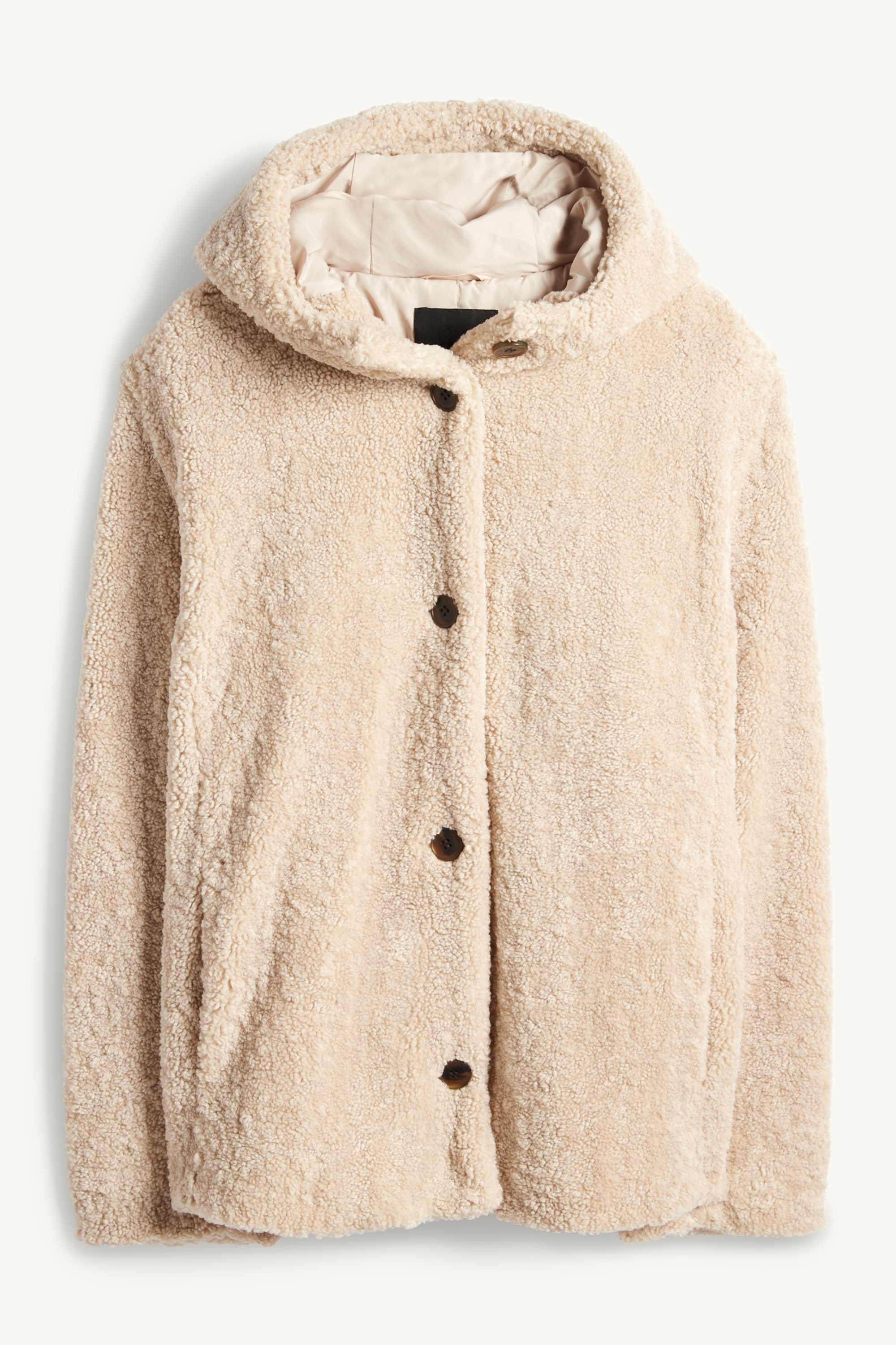 Faux fur jacket with hood beige