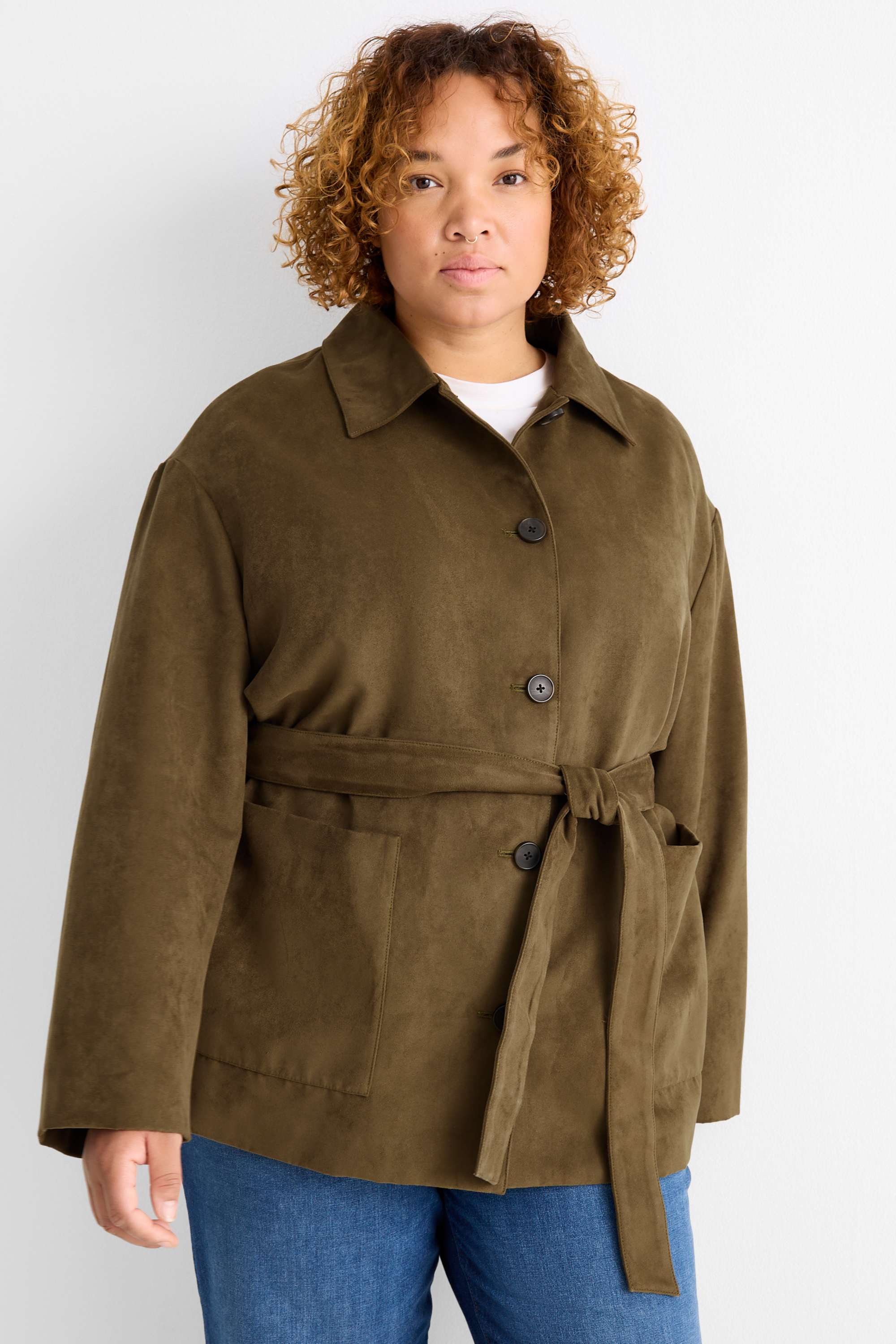 Jacket - faux suede green