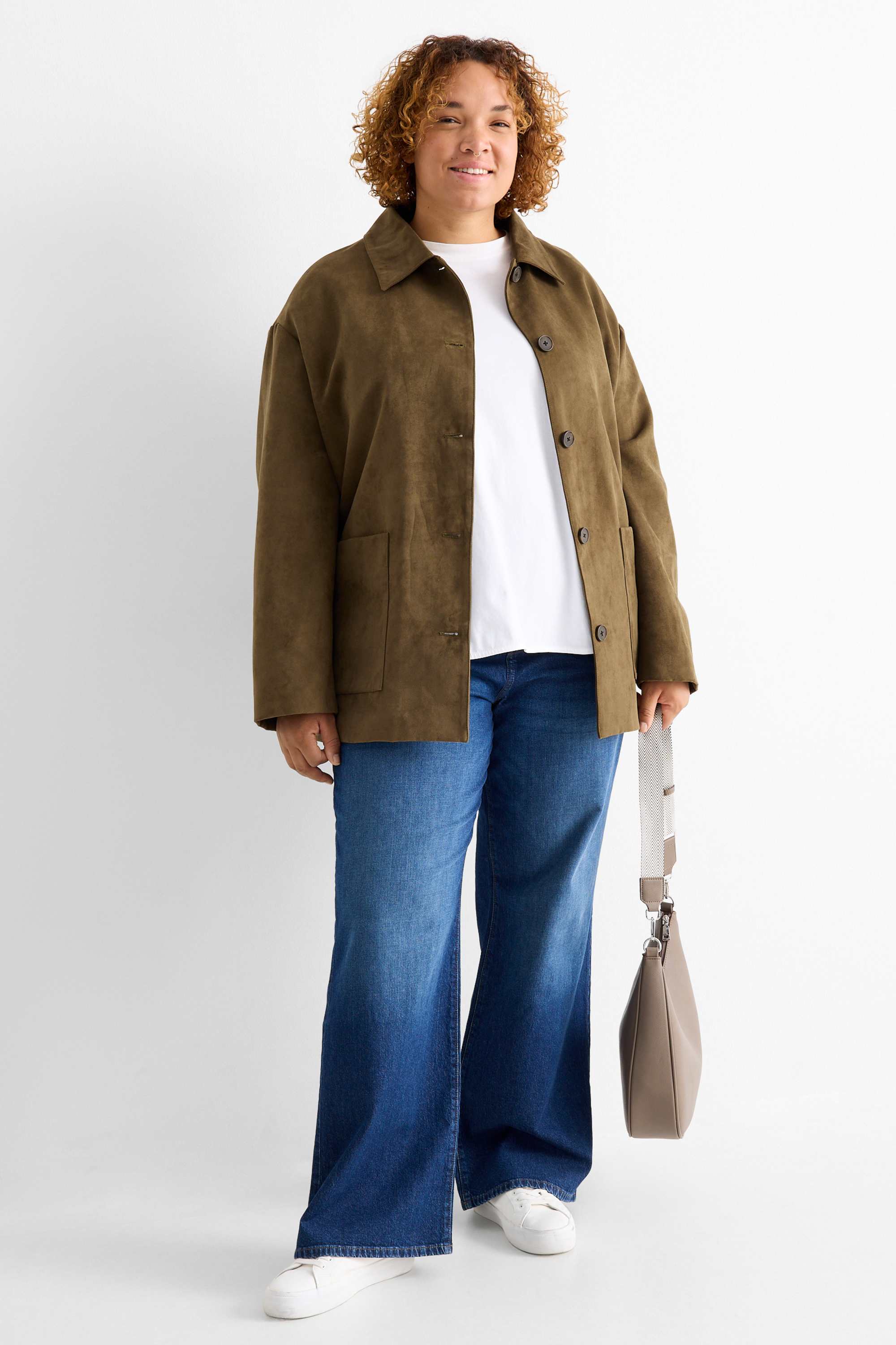 Jacket - faux suede green