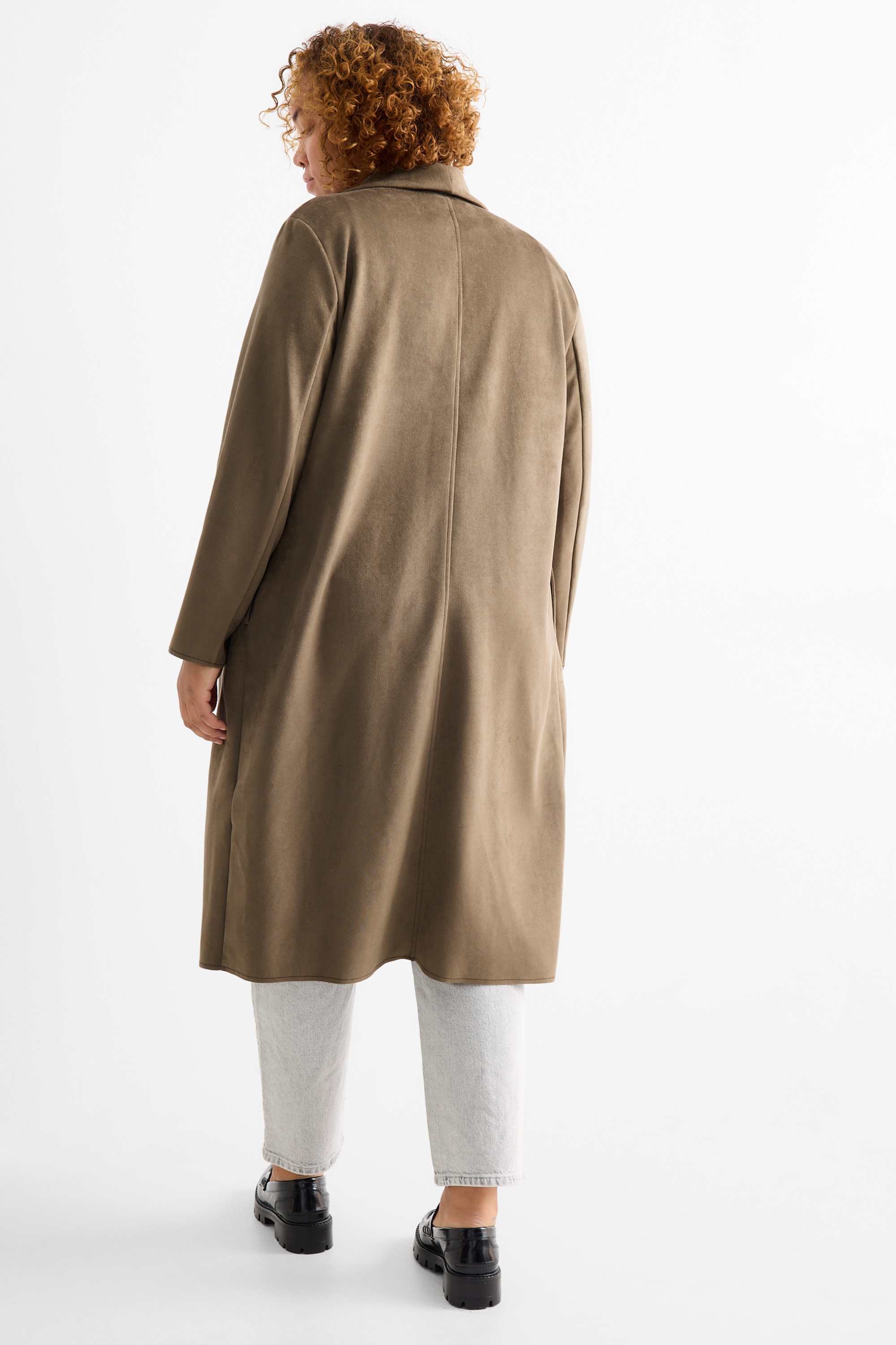 Coat - faux suede brown