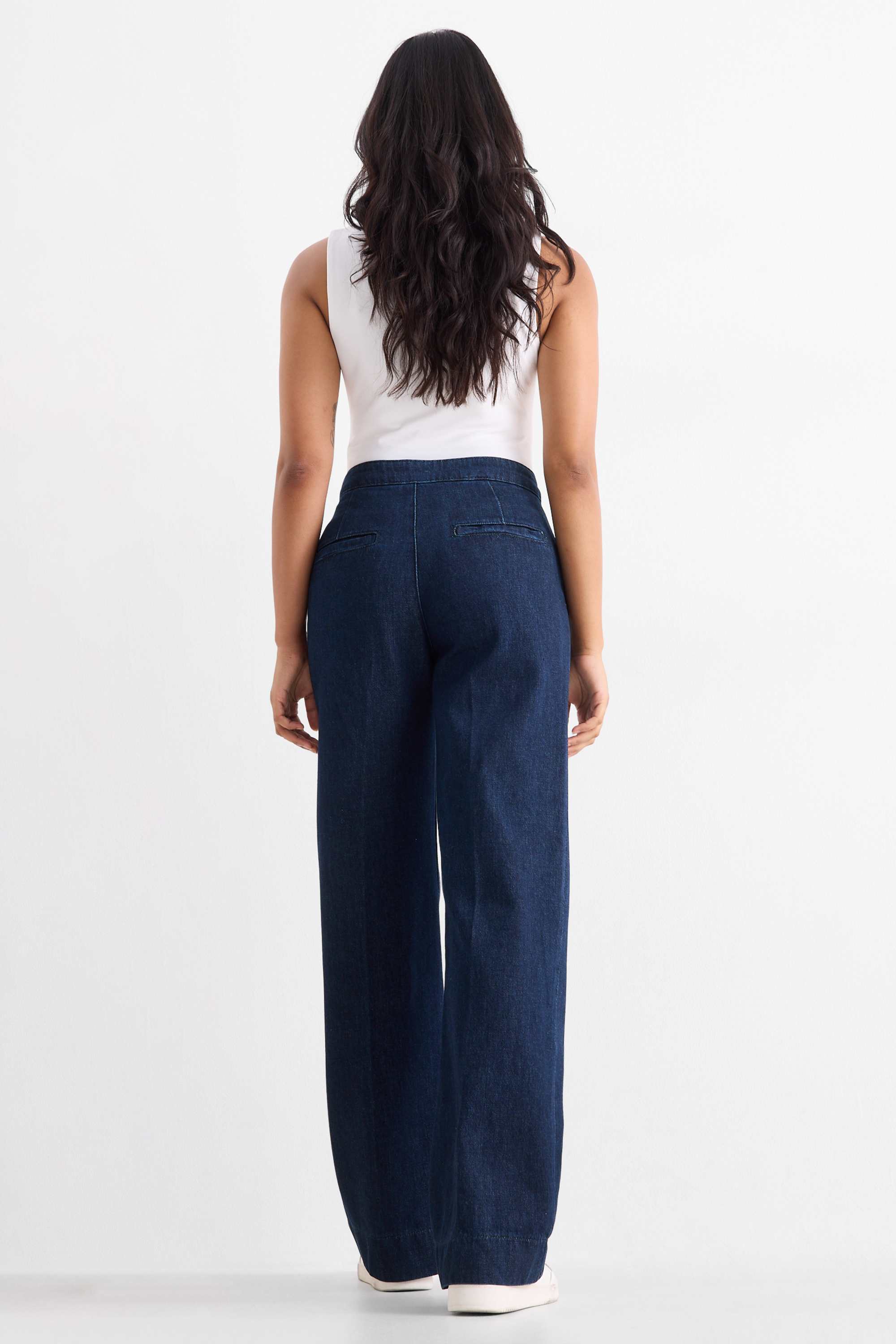 Wide leg jeans - high waist dark blue