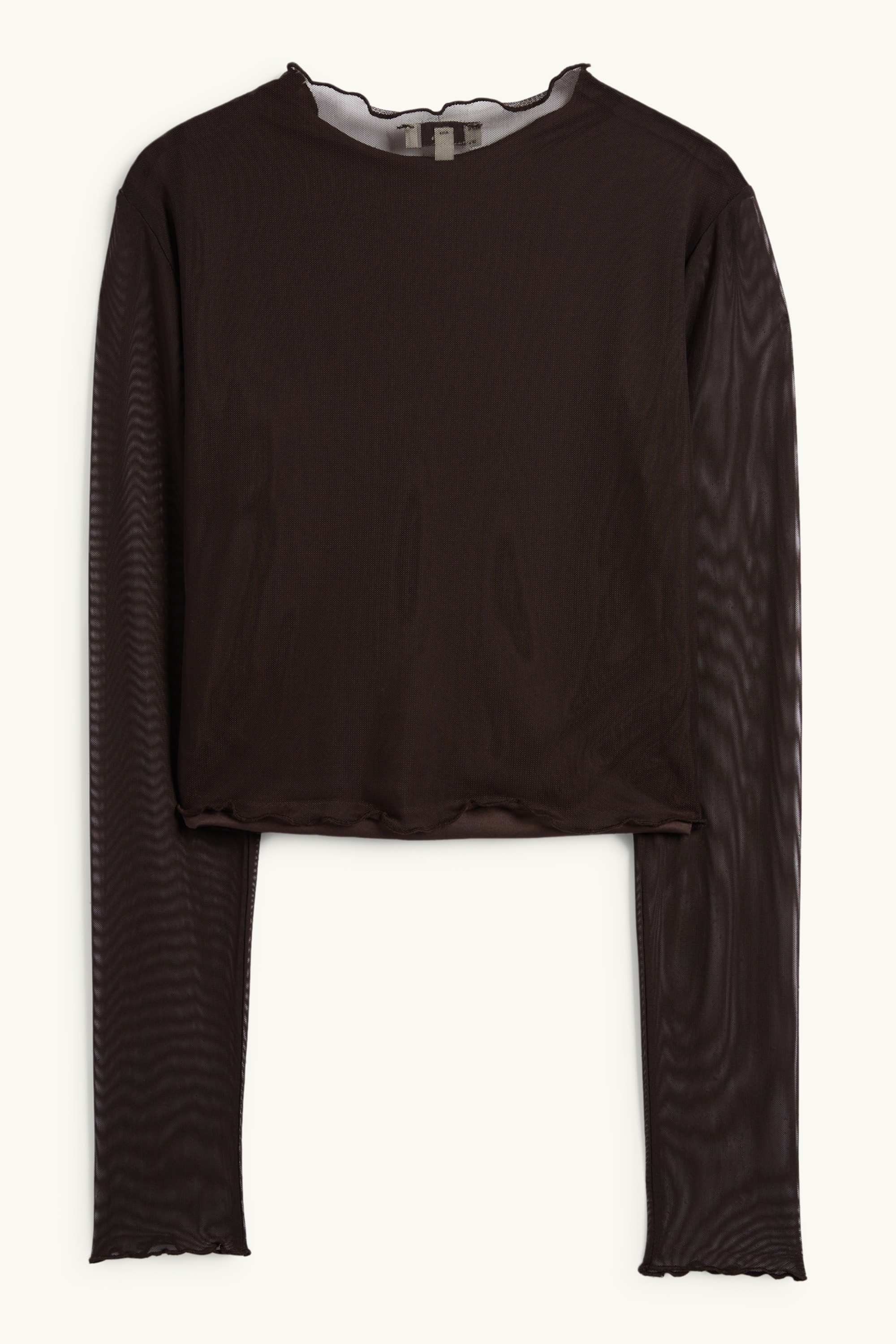 Cropped long sleeve top - slim fit - mesh black