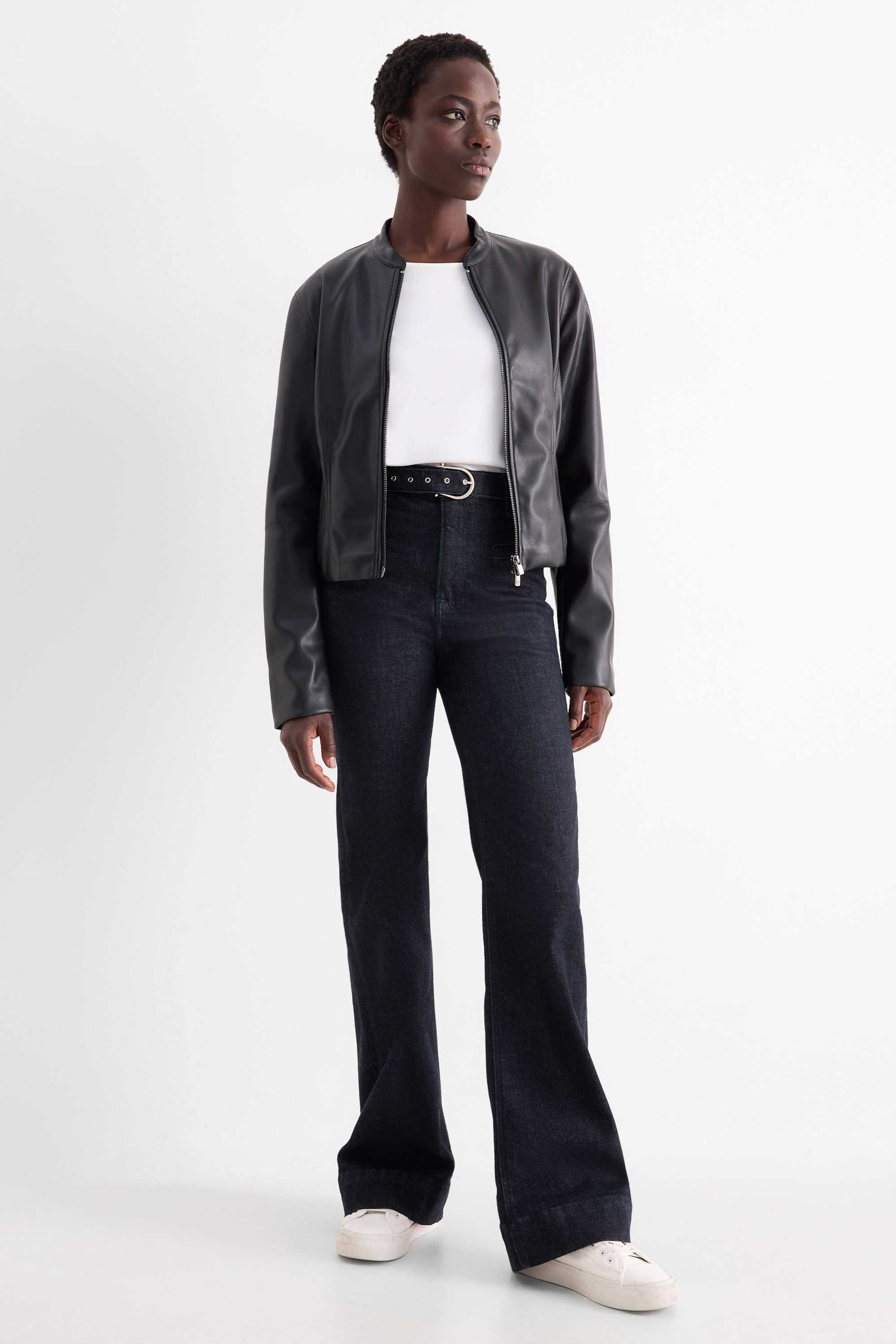 Flared jeans with belt - high waist - LYCRA® denim-dark blue