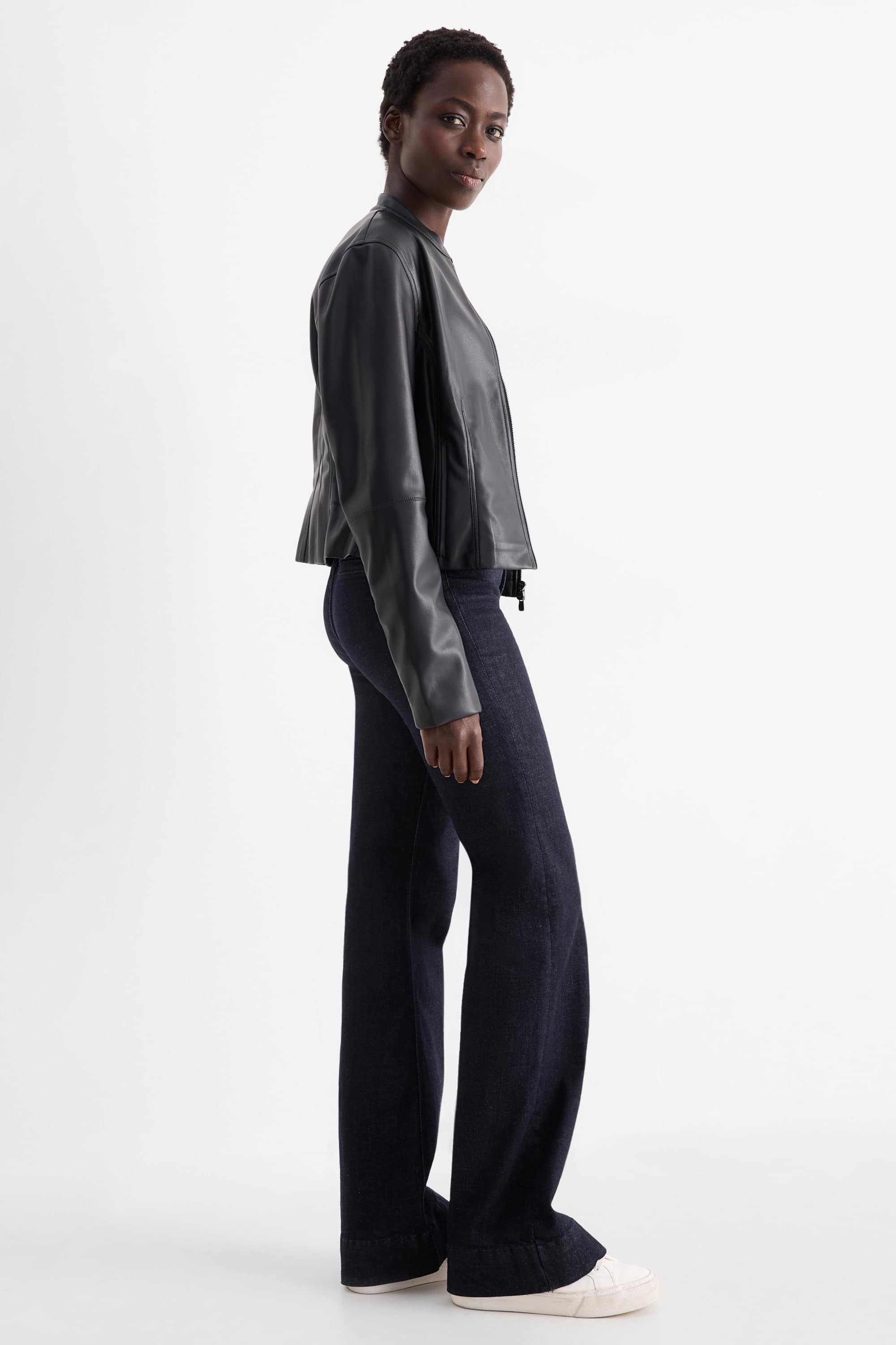 Flared jeans with belt - high waist - LYCRA® denim-dark blue
