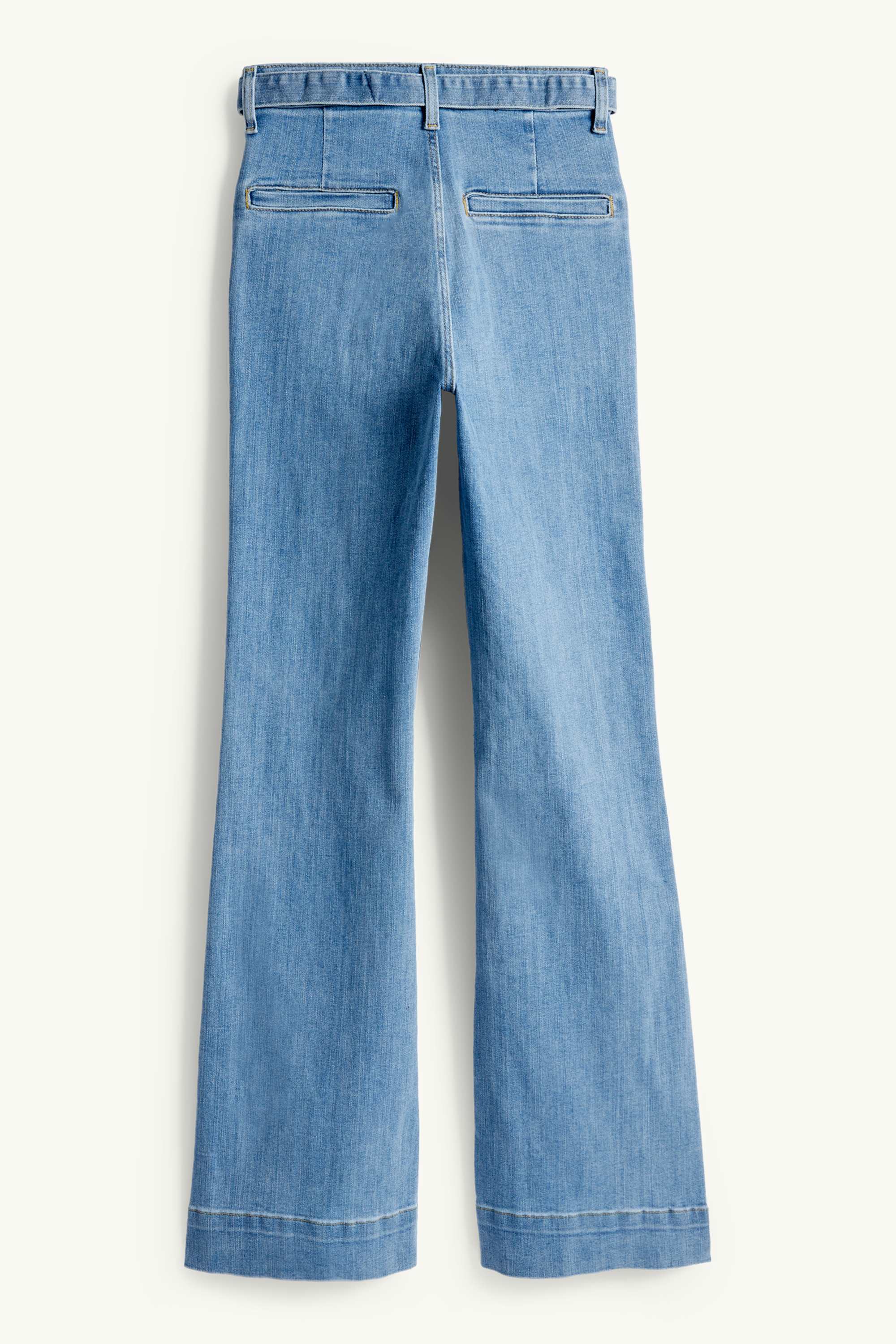 Flared jeans with belt - high waist - LYCRA® light blue