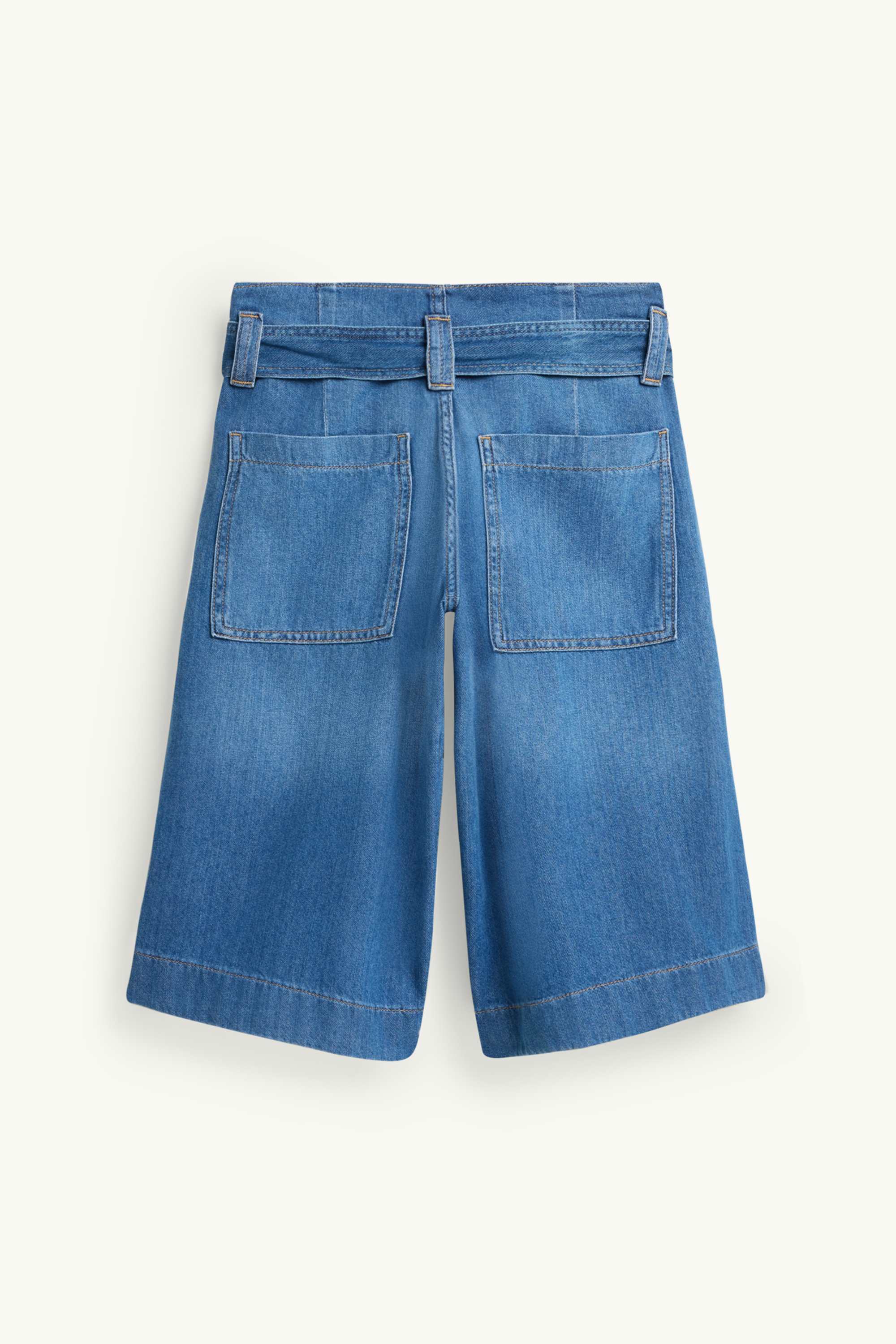 Jorts with belt - high waist blue denim