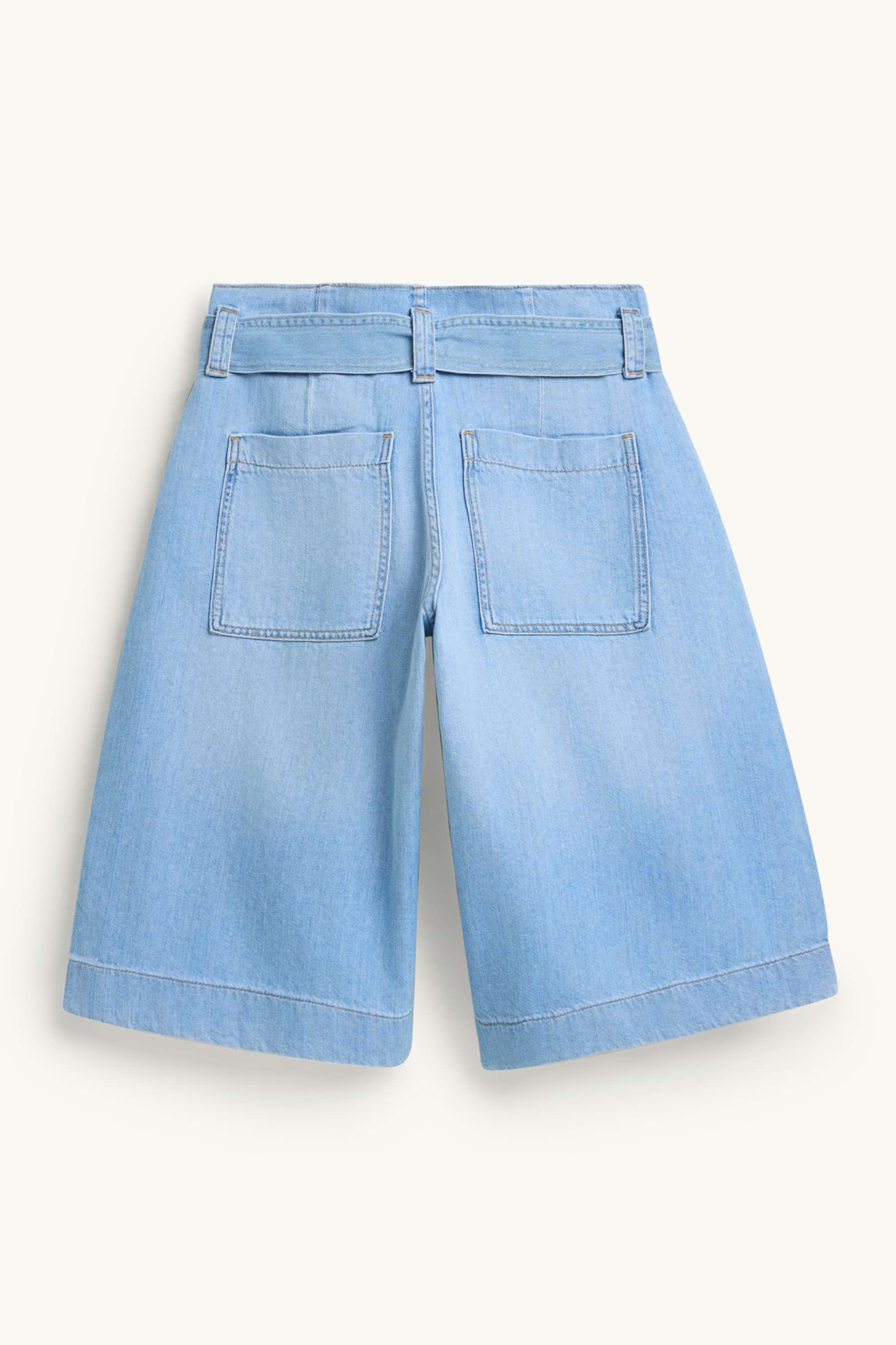 Jorts with belt - high waist denim-light blue