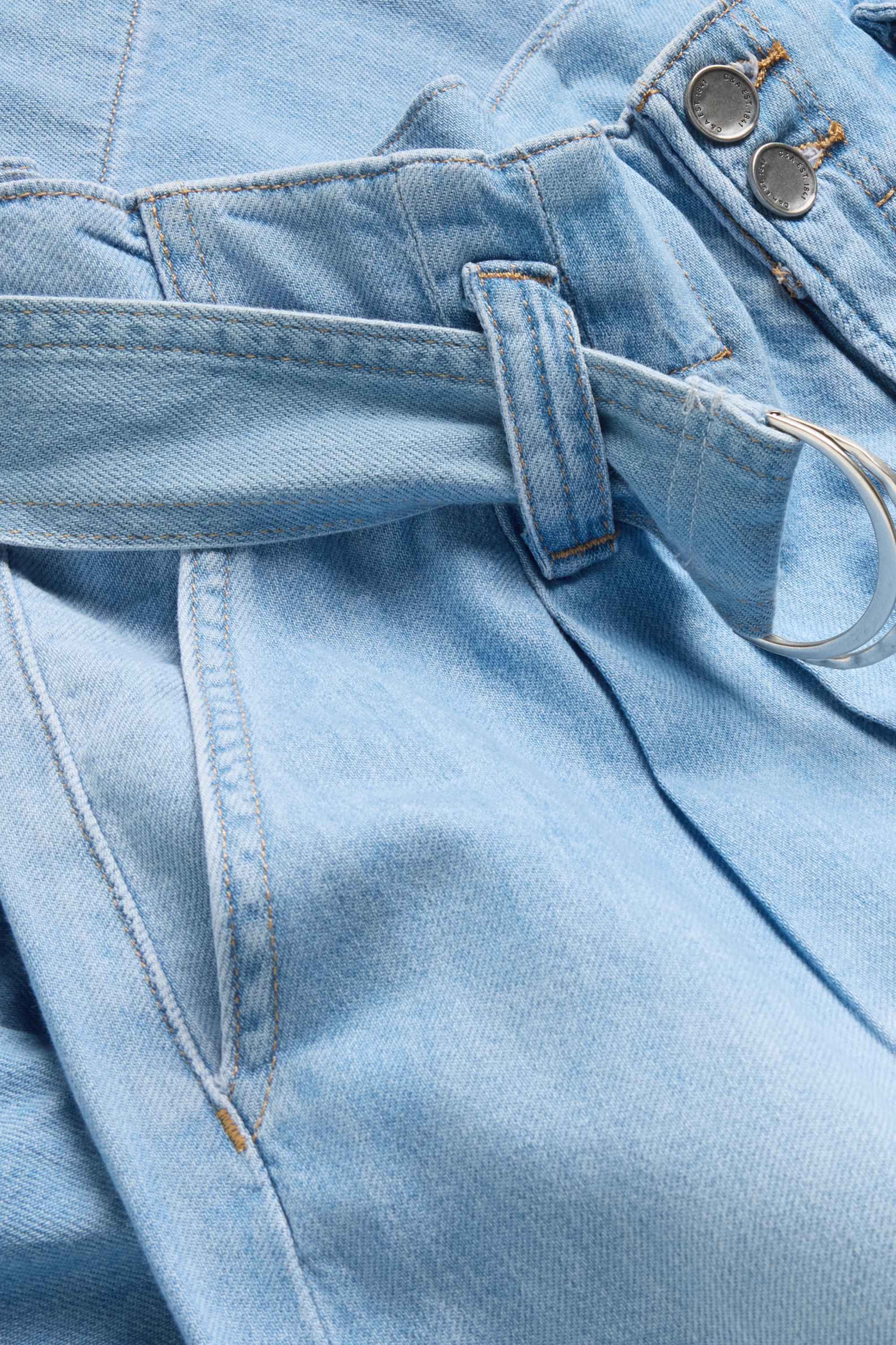 Jorts with belt - high waist denim-light blue
