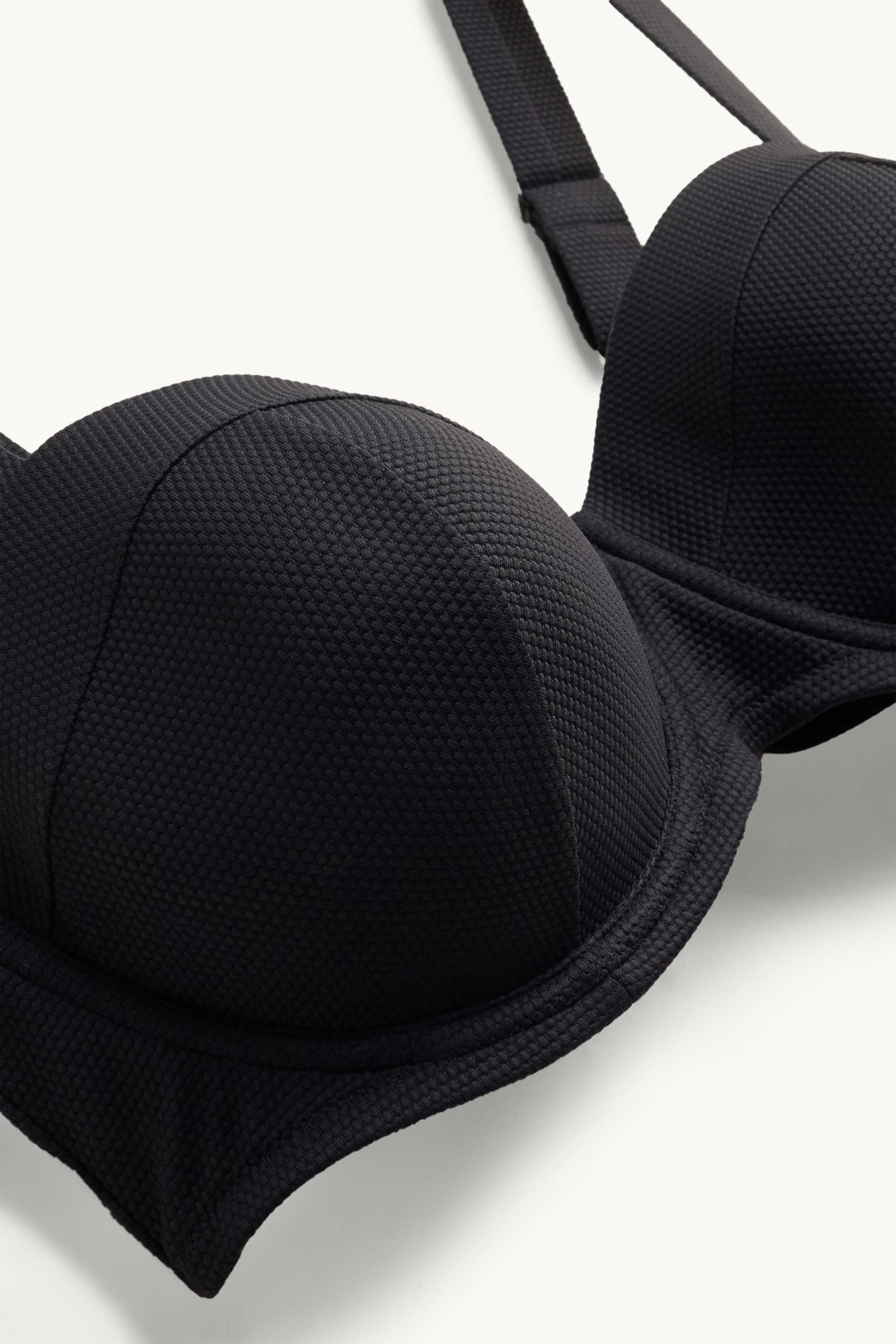 Bikini top - balconette - padded - LYCRA® - textured black