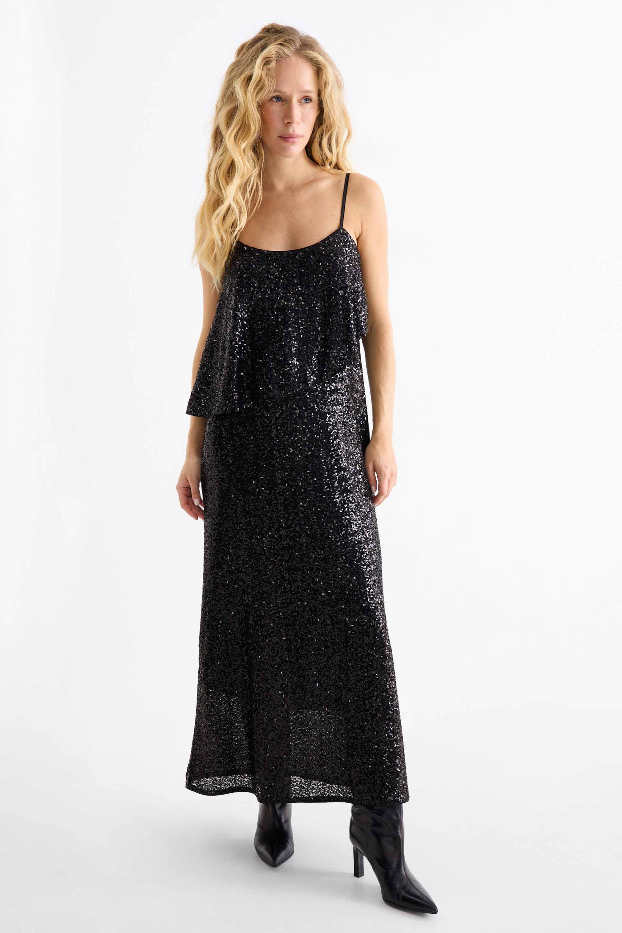 Sequin dress - straight fit black