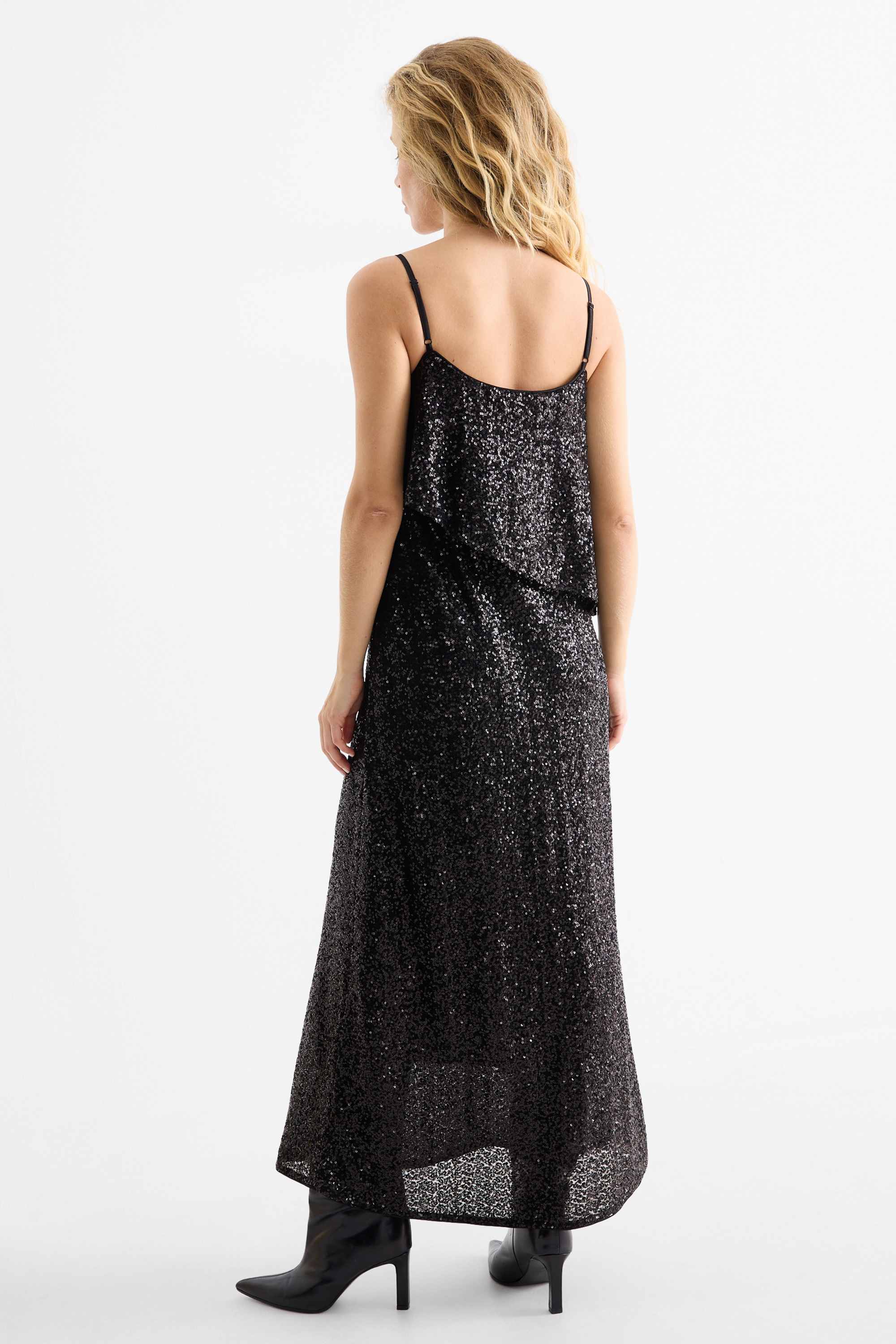 Sequin dress - straight fit black