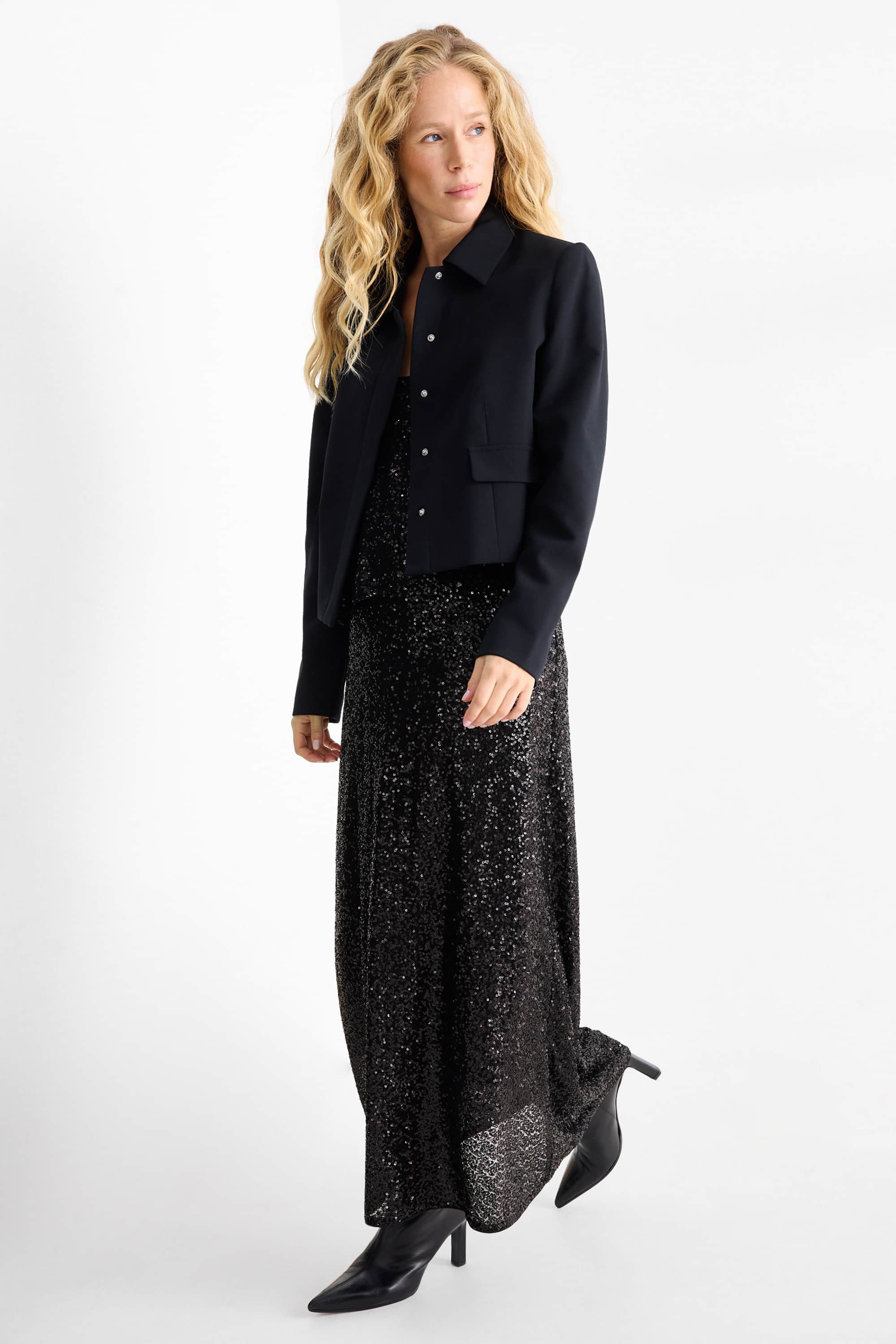 Sequin dress - straight fit black