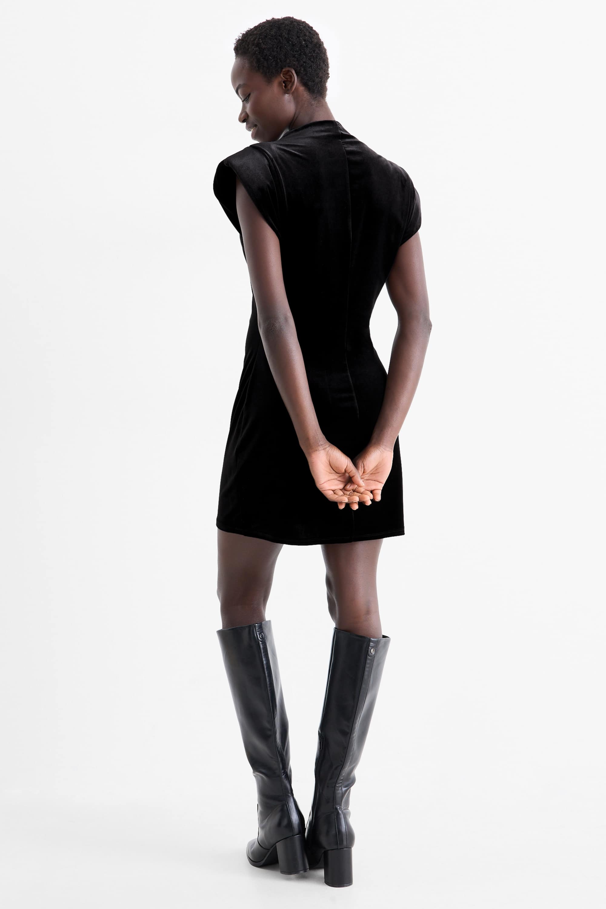 Velvet bodycon dress black