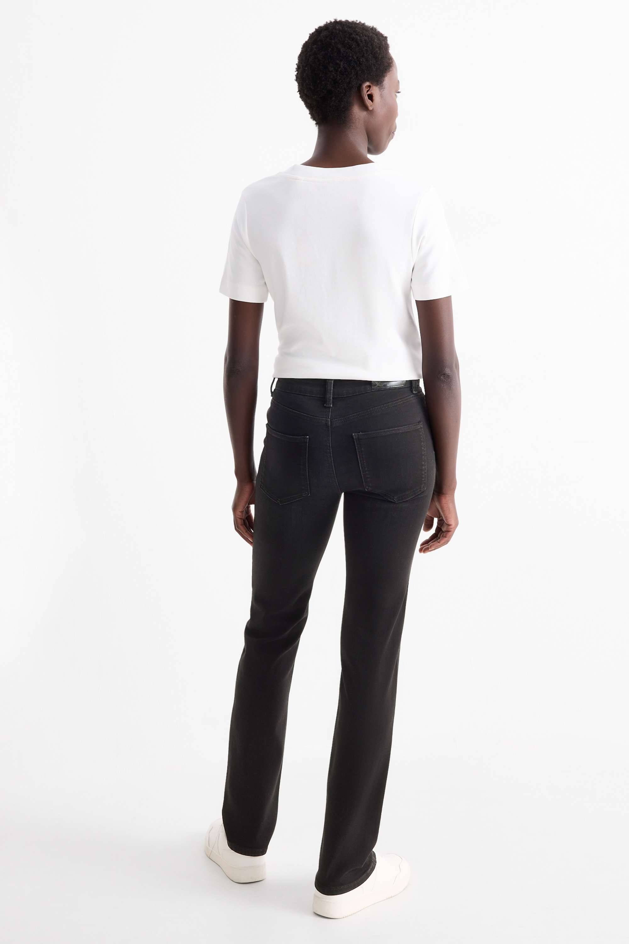 Straight jeans - mid-rise waist - shaping jeans denim-dark gray