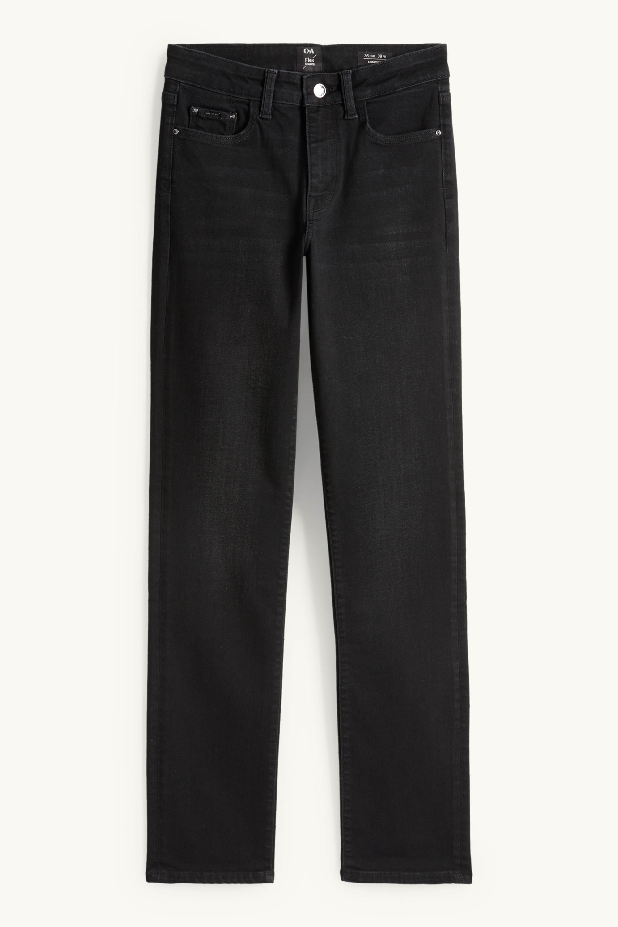 Straight jeans - mid-rise waist - shaping jeans denim-dark gray