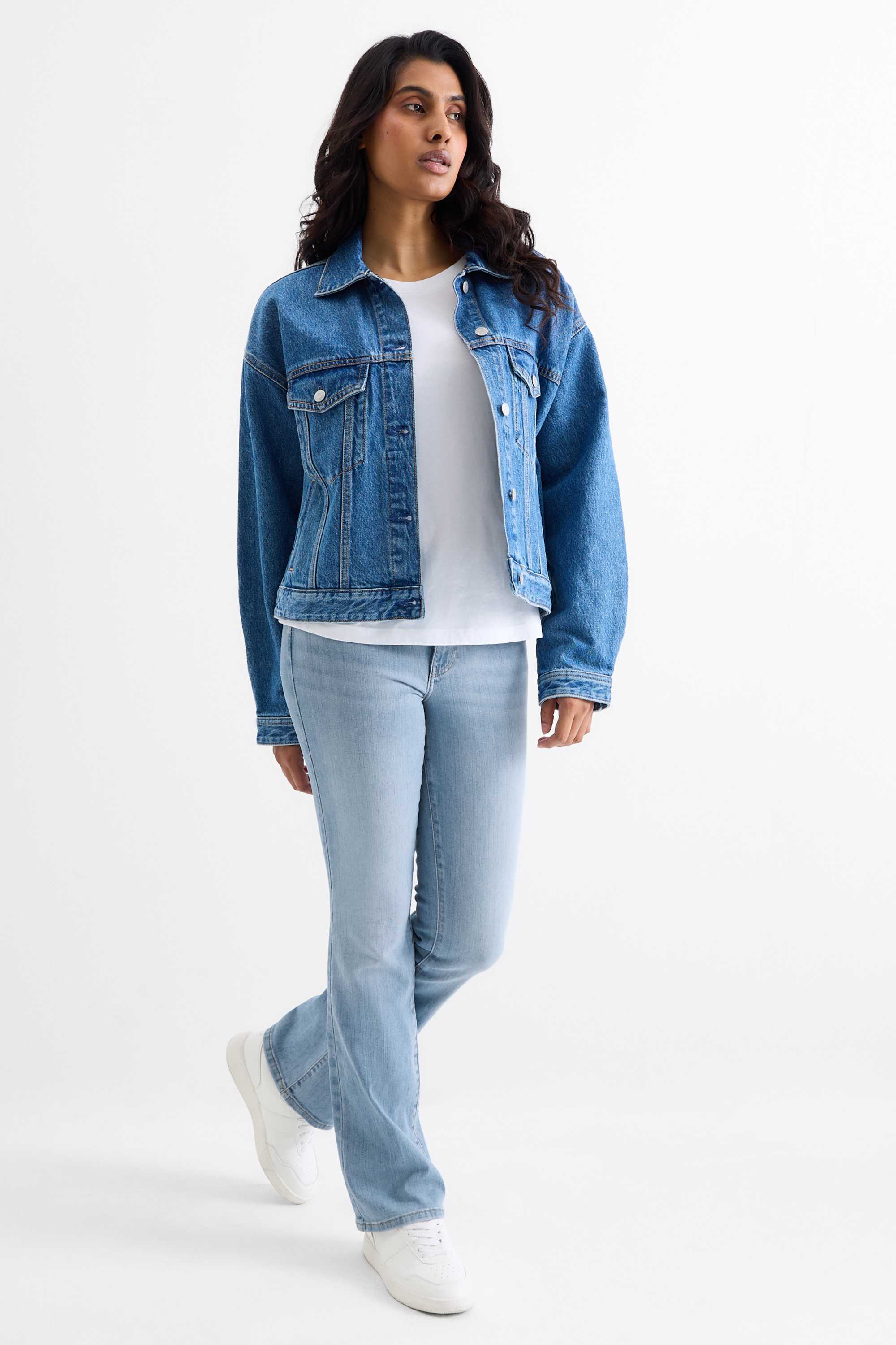 Bootcut jeans - mid-rise waist denim-light blue