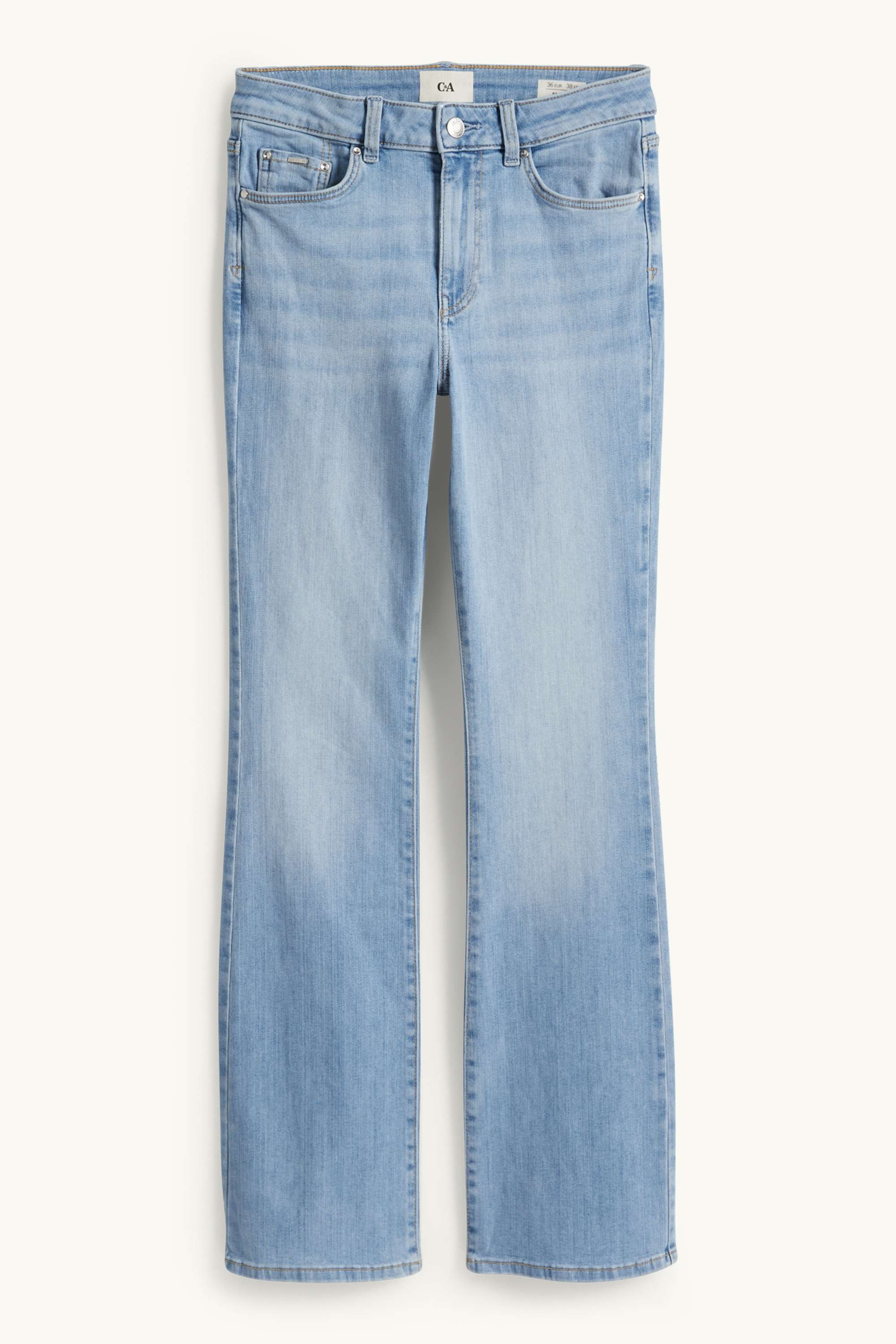 Bootcut jeans - mid-rise waist denim-light blue