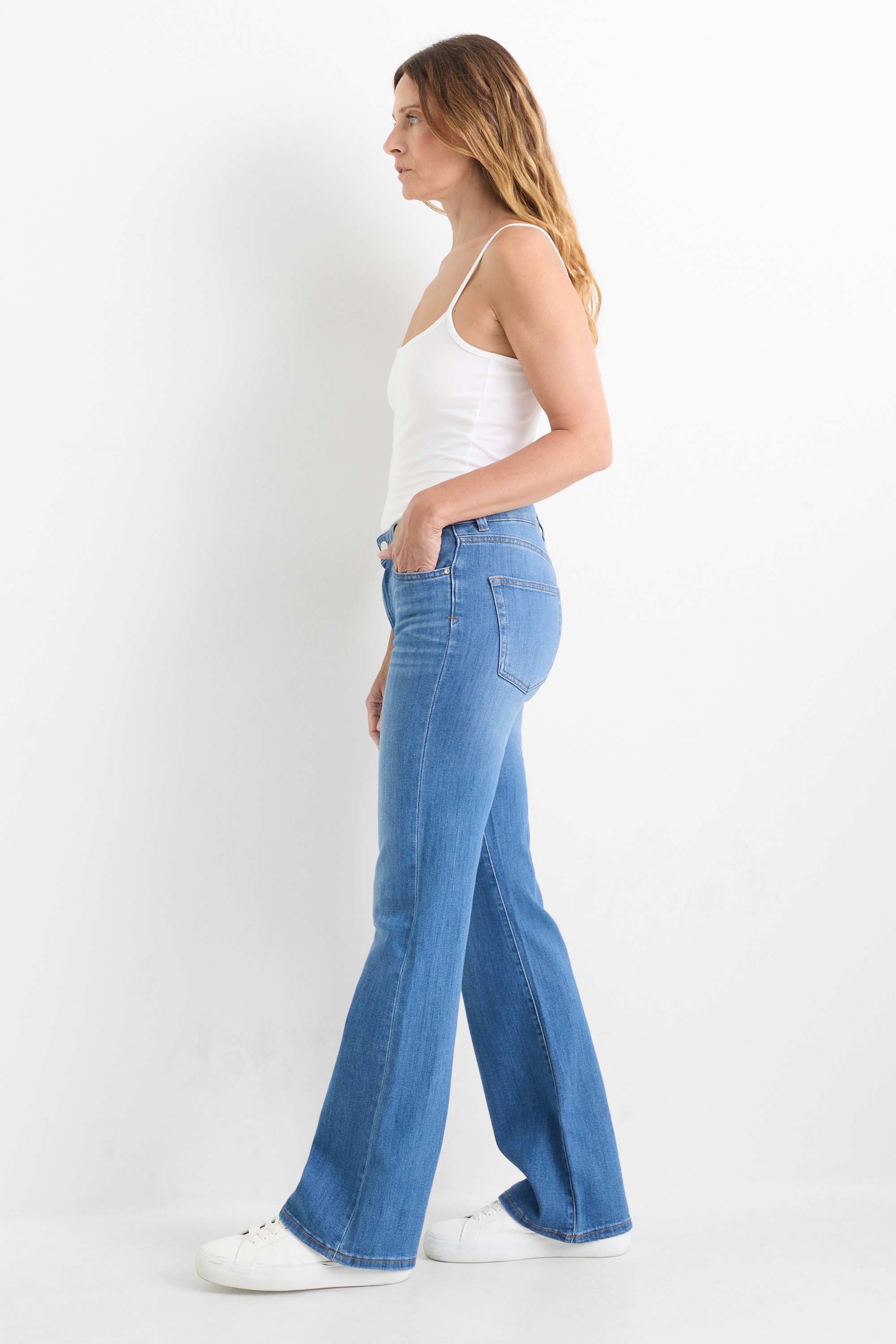 Flared jeans - mid-rise waist blue