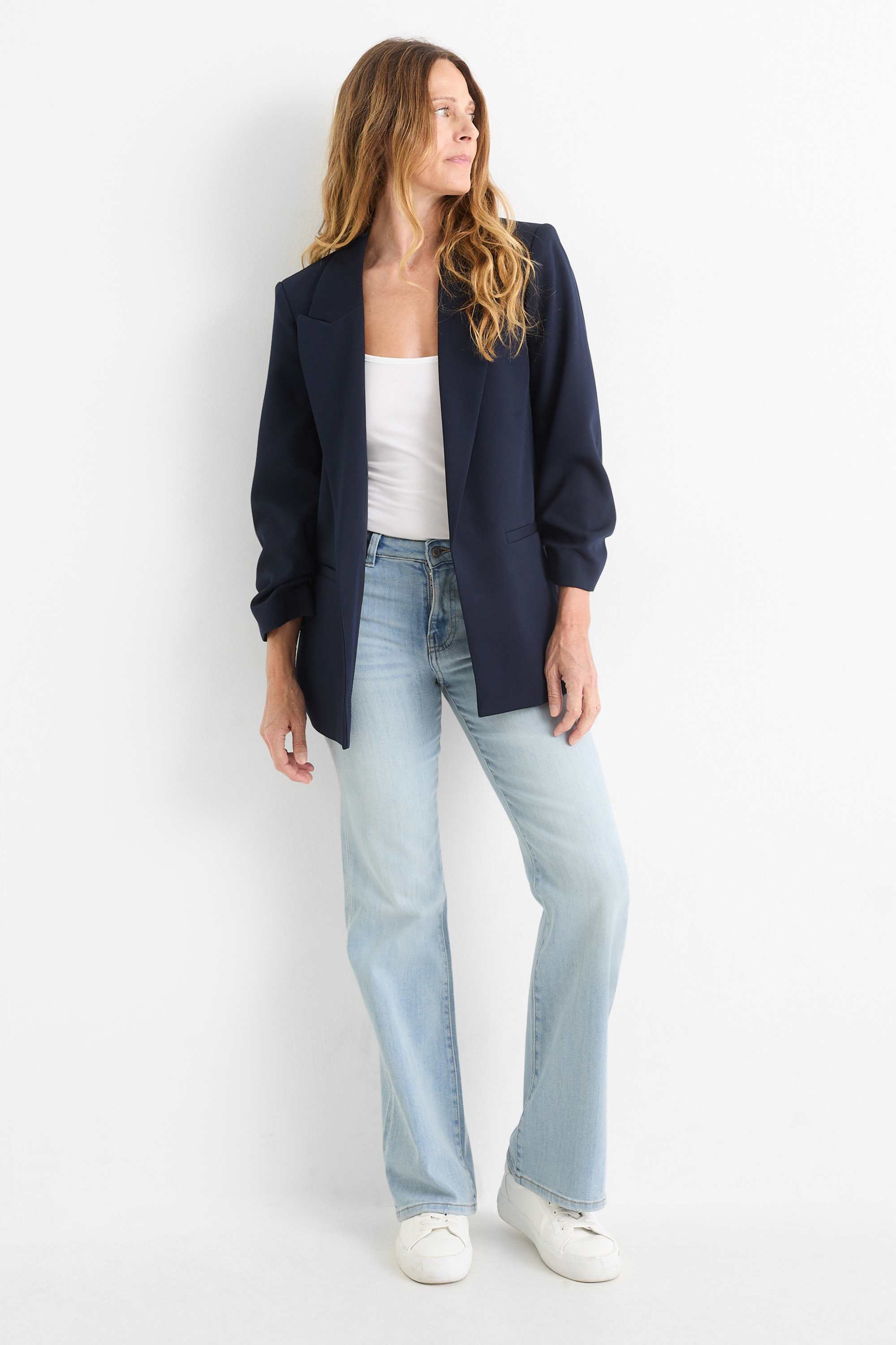 Flared jeans - mid-rise waist light blue