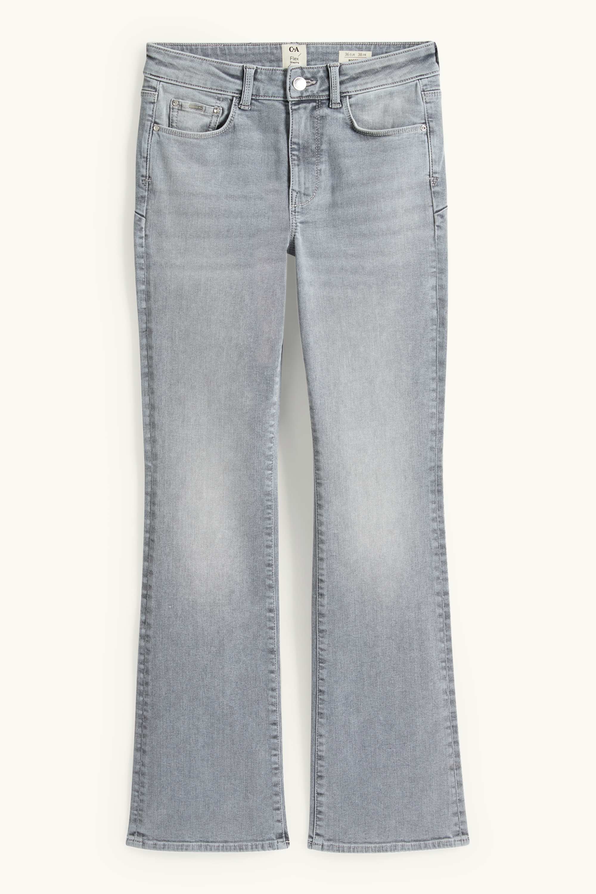 Bootcut jeans - mid-rise waist - shaping jeans - LYCRA® denim-light gray