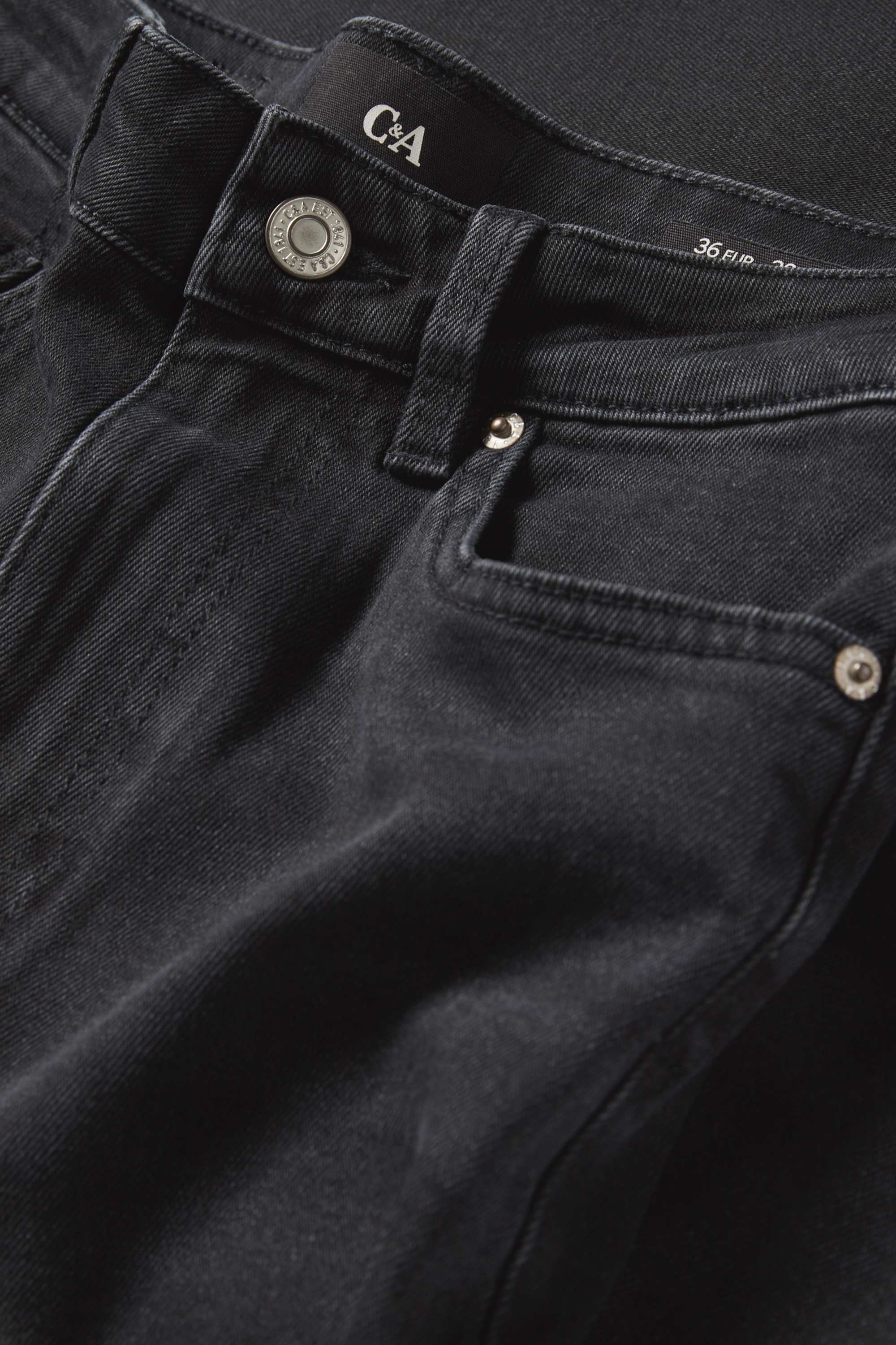 Flared jeans - high waist denim-dark gray