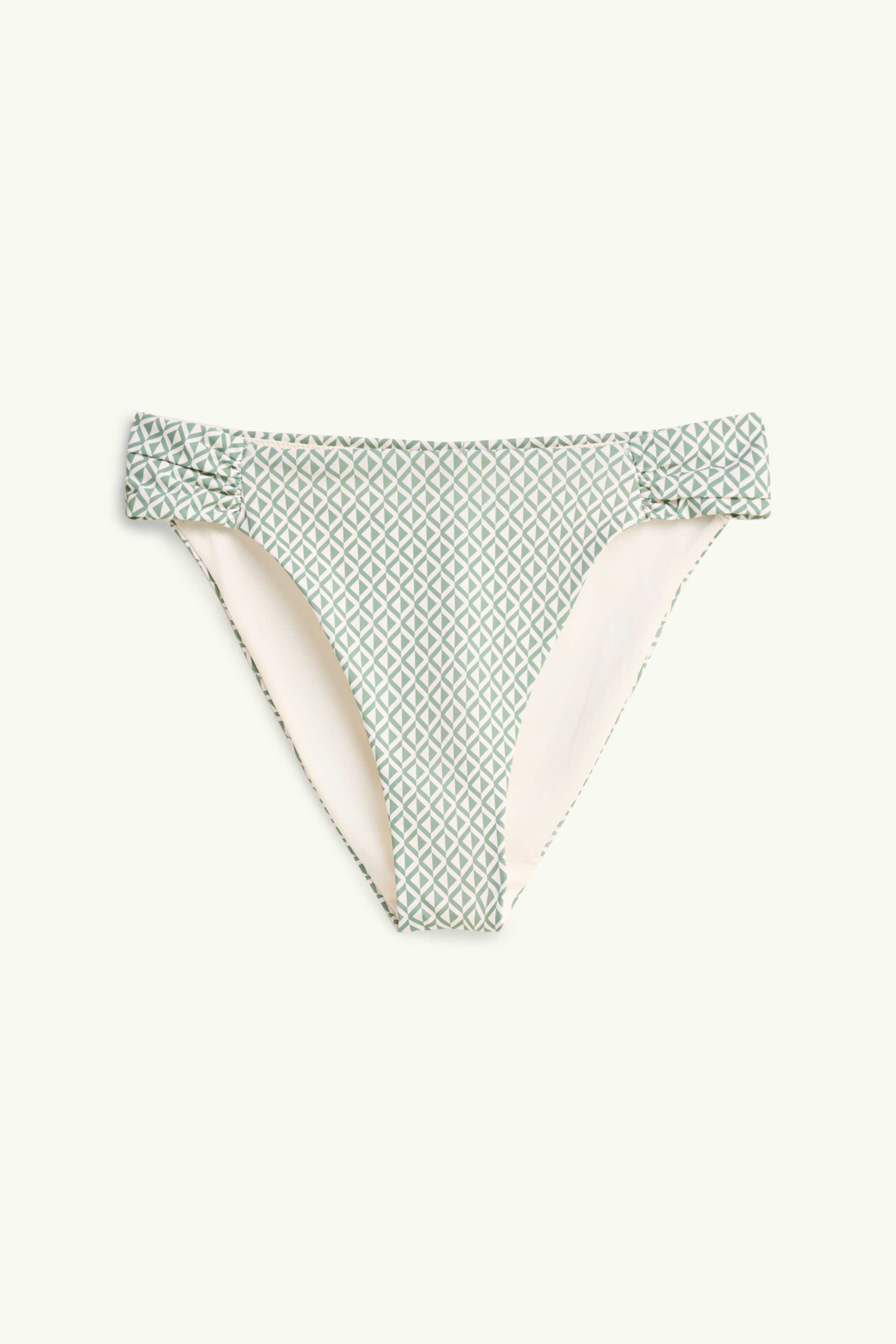 Brazilian bikini bottoms - mid-rise waist - LYCRA® XTRA LIFE™ white / green