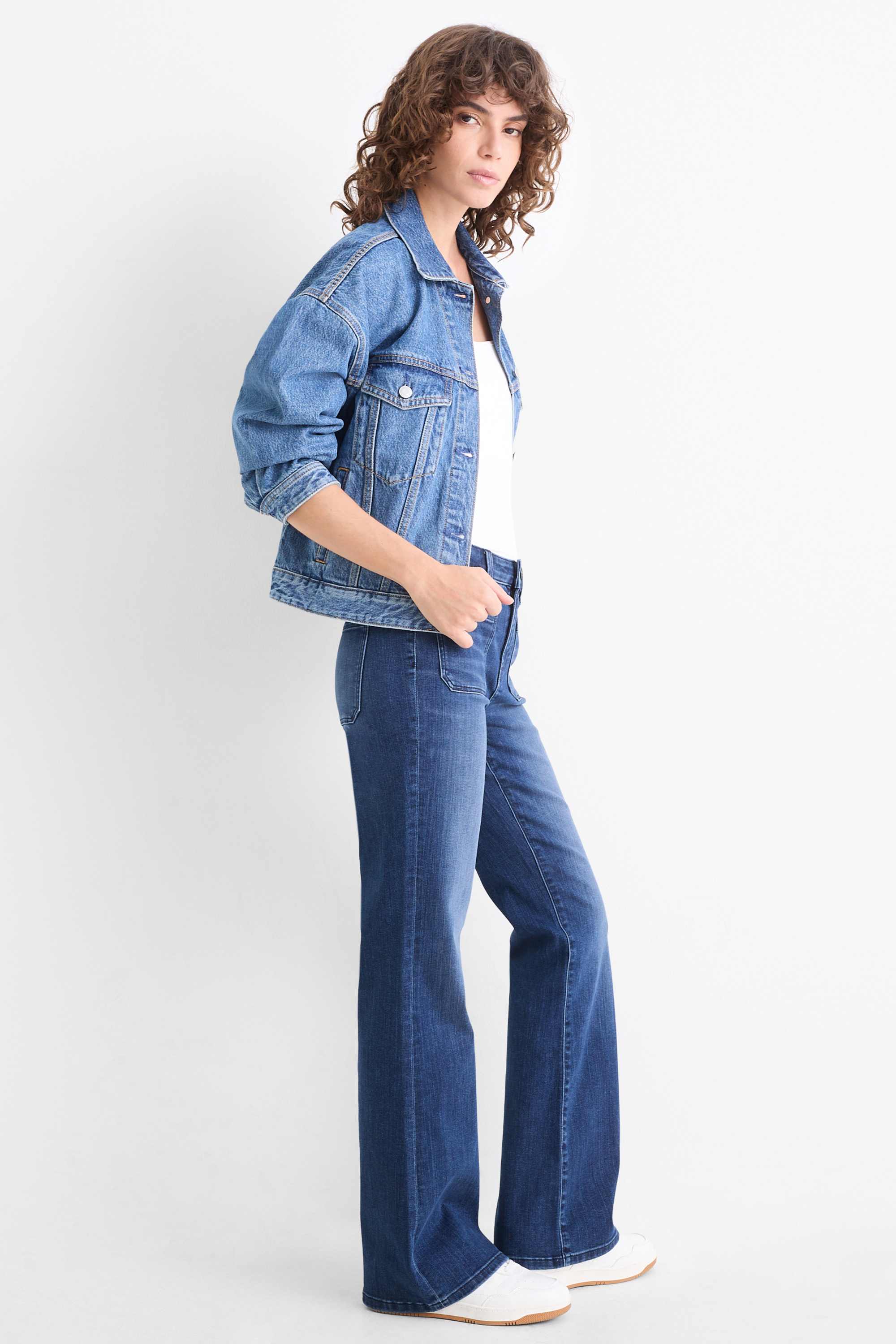 Flared jeans - mid-rise waist blue