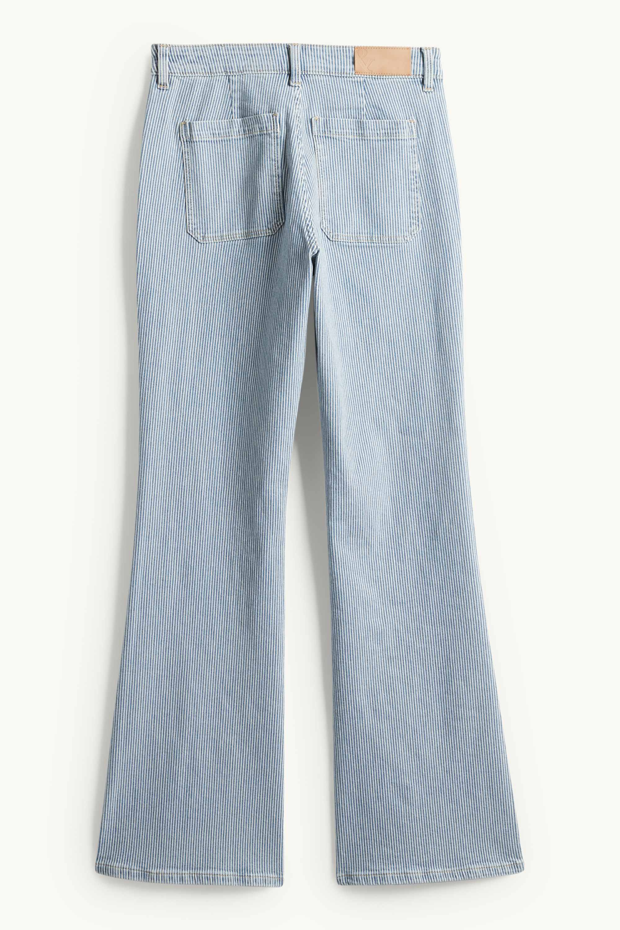 Flared jeans - mid-rise waist - striped blue