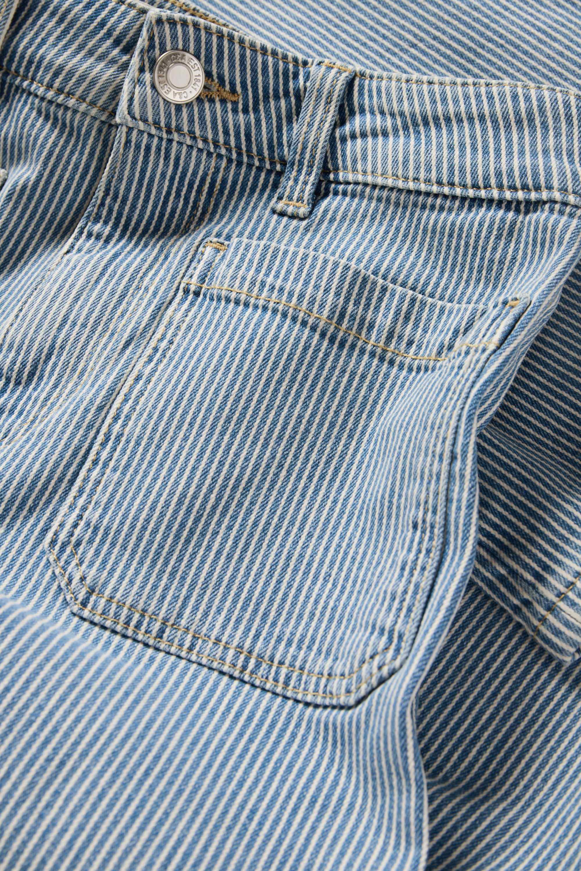 Flared jeans - mid-rise waist - striped blue