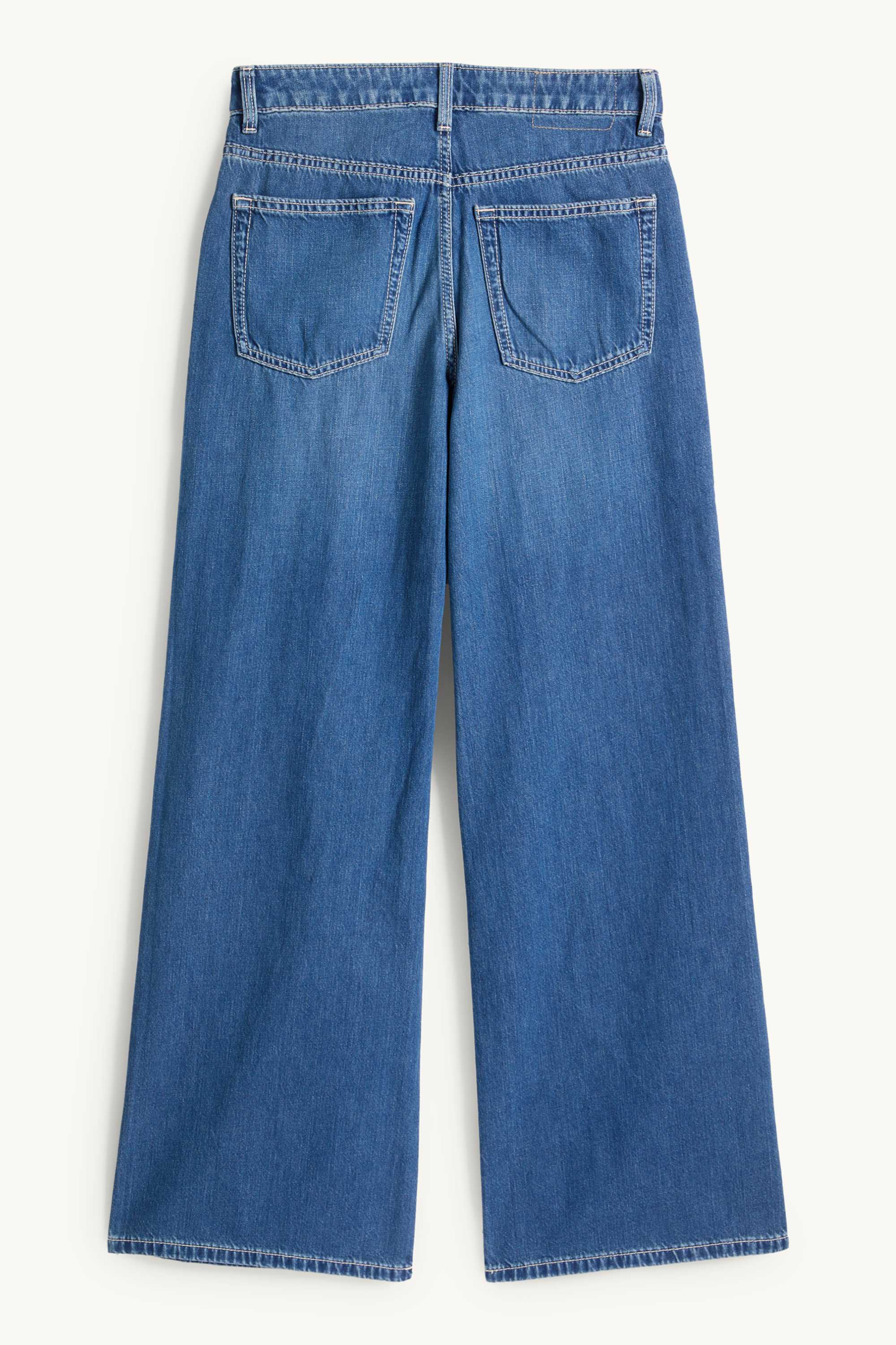 Wide leg jeans - mid-rise waist blue denim