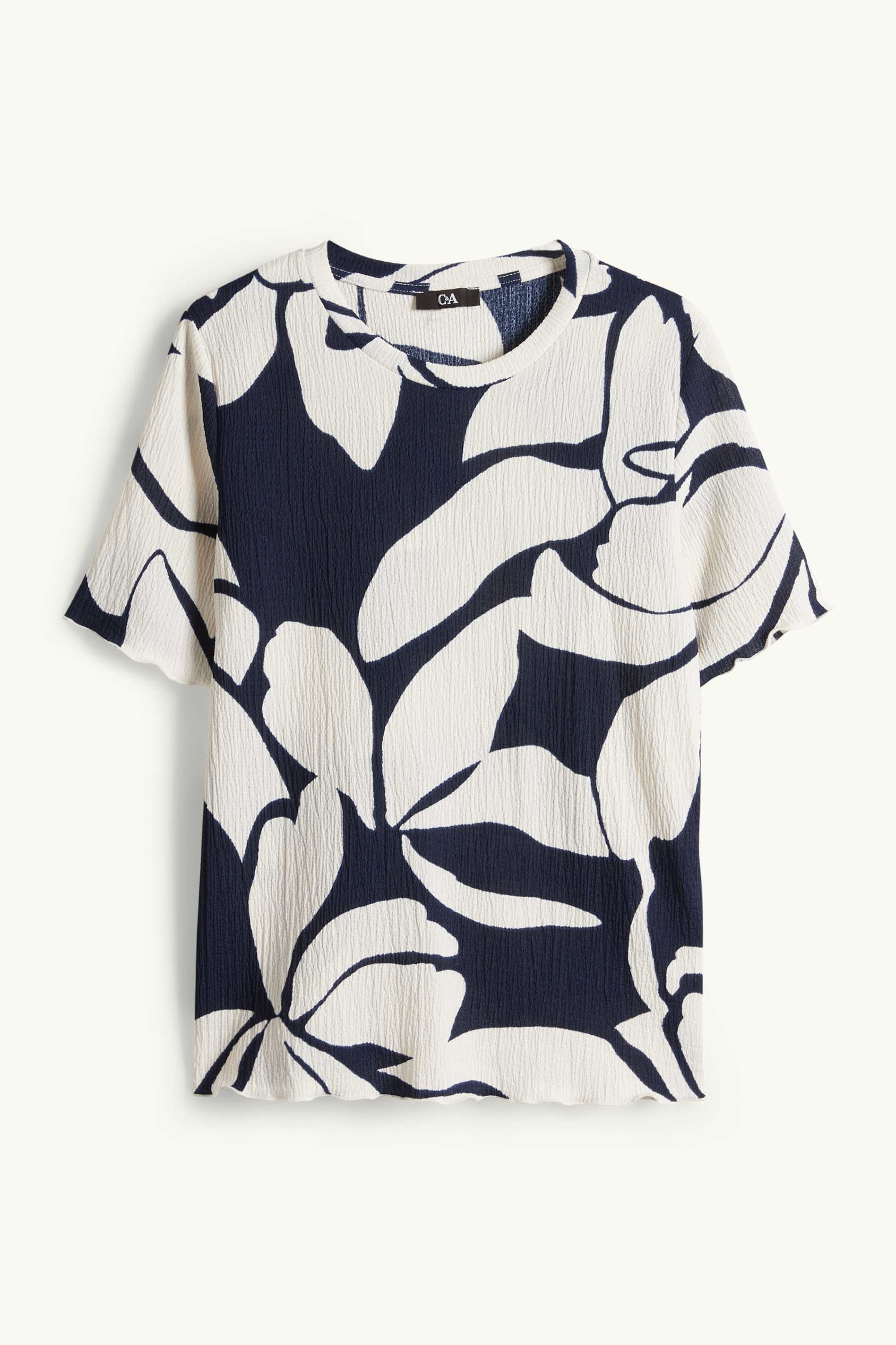 T-shirt - regular fit - floral dark blue / creme white
