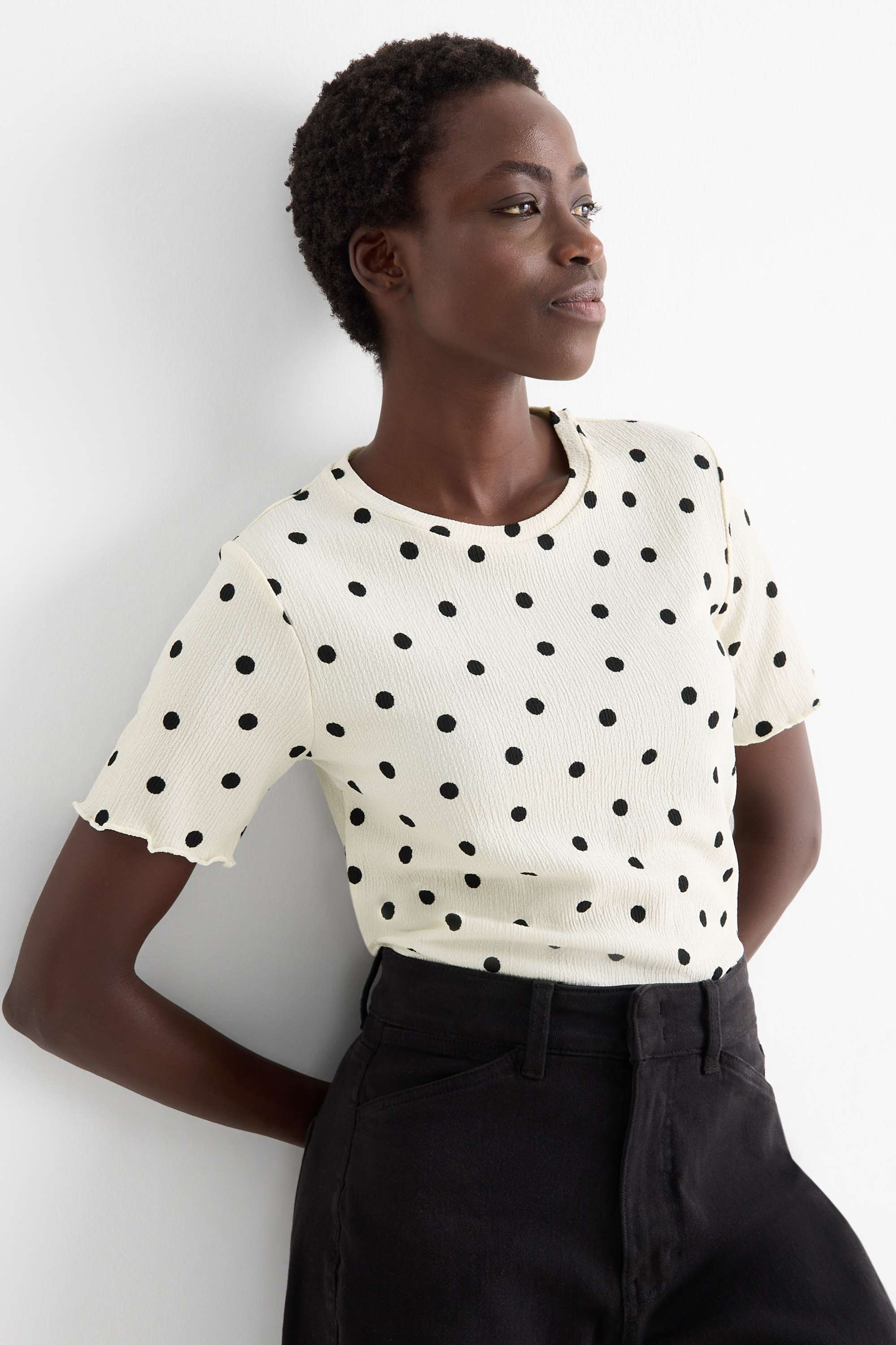 T-shirt - regular fit - polka dot cremewhite