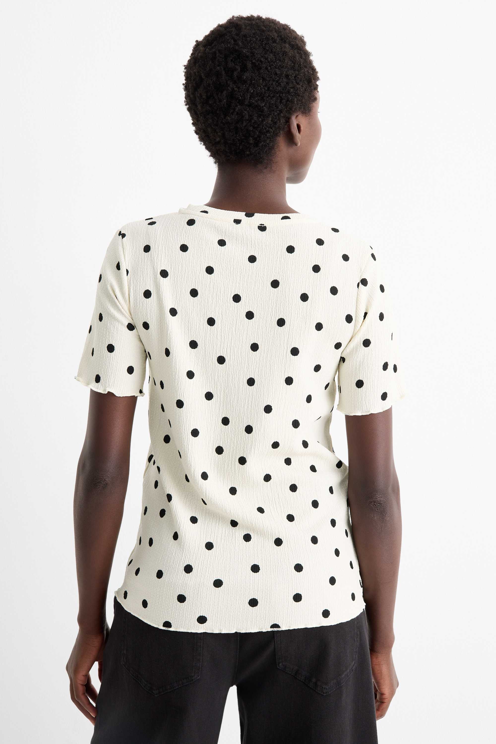 T-shirt - regular fit - polka dot cremewhite