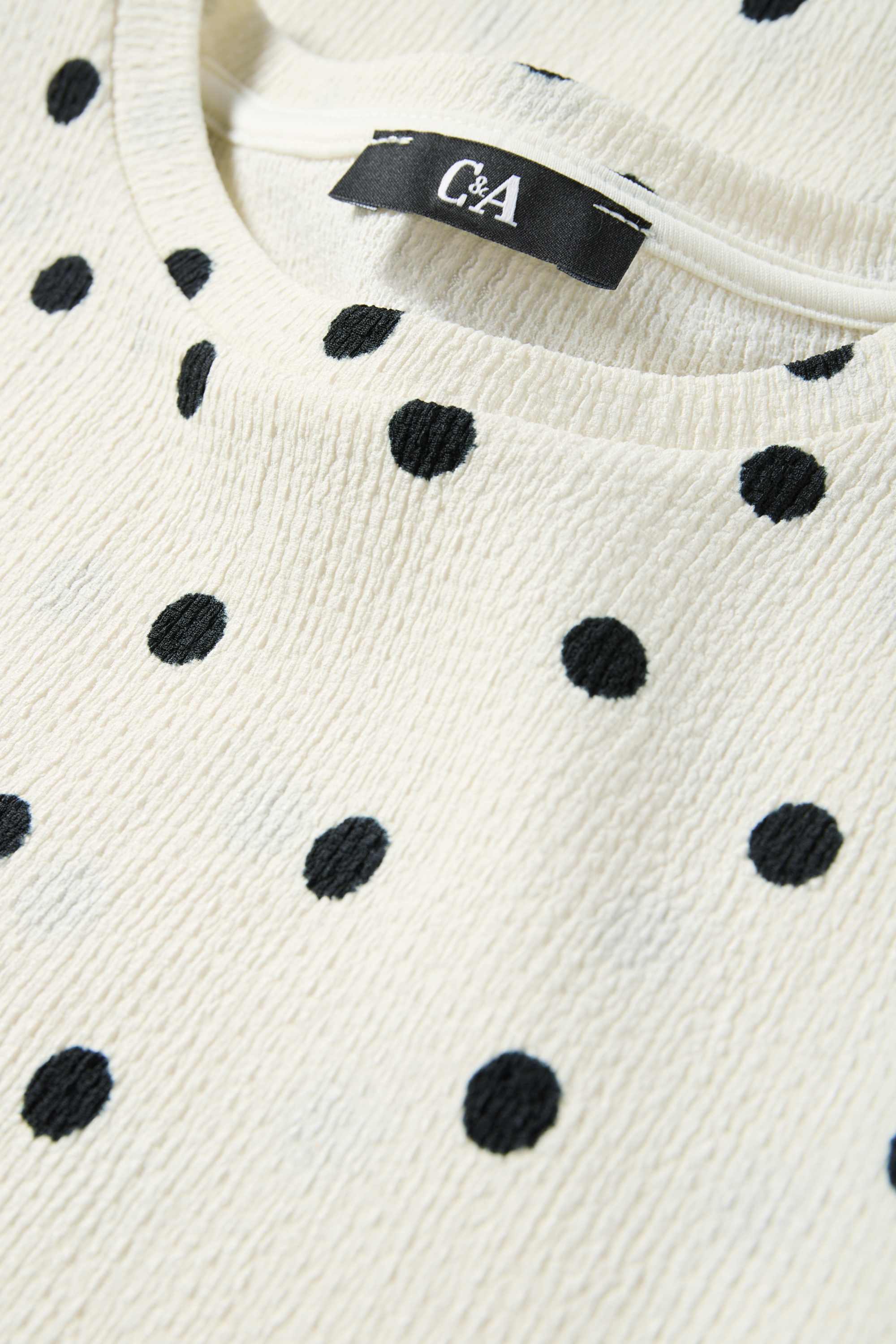 T-shirt - regular fit - polka dot cremewhite