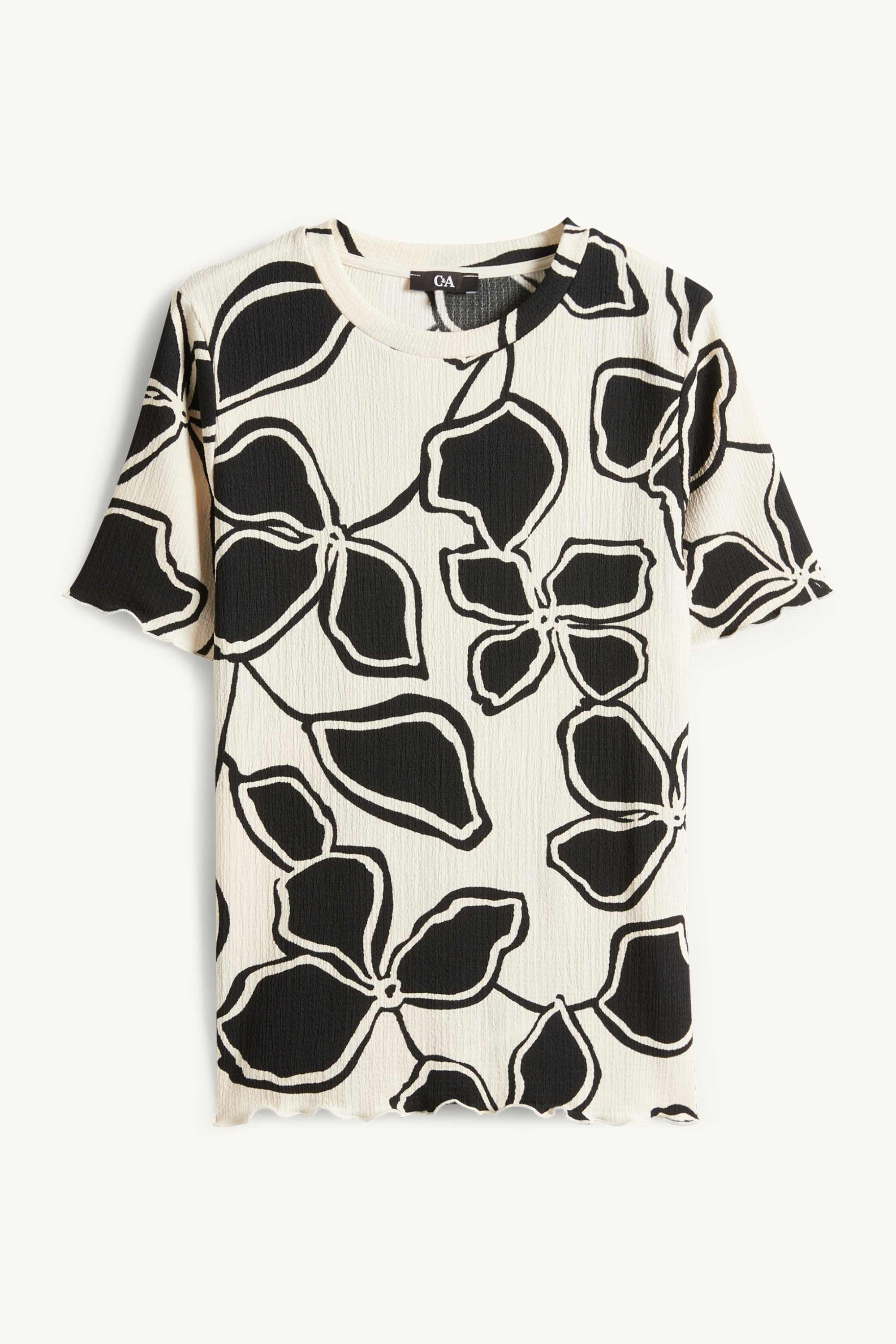 T-shirt - regular fit - floral black / beige (2)