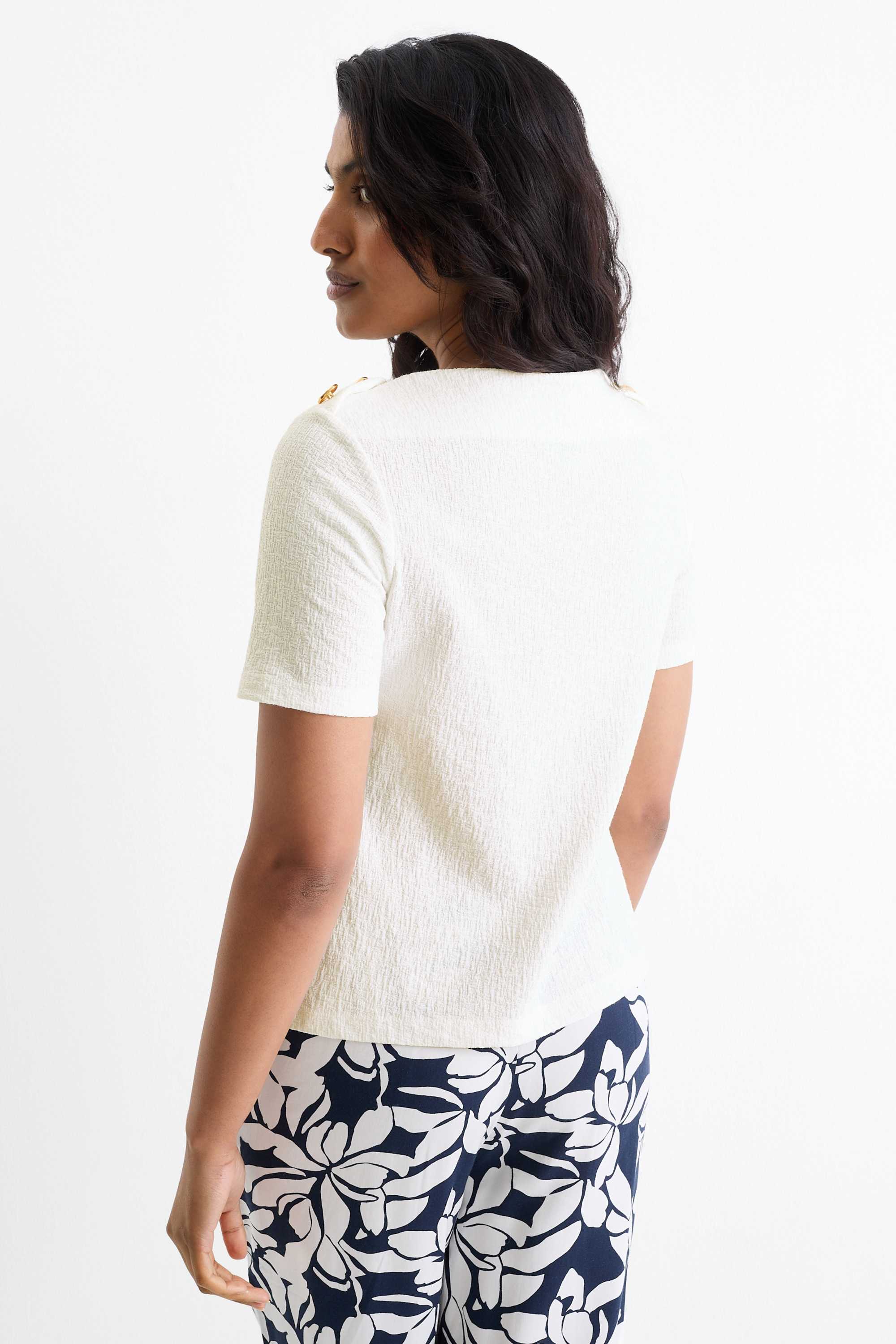 T-shirt - regular fit - textured white