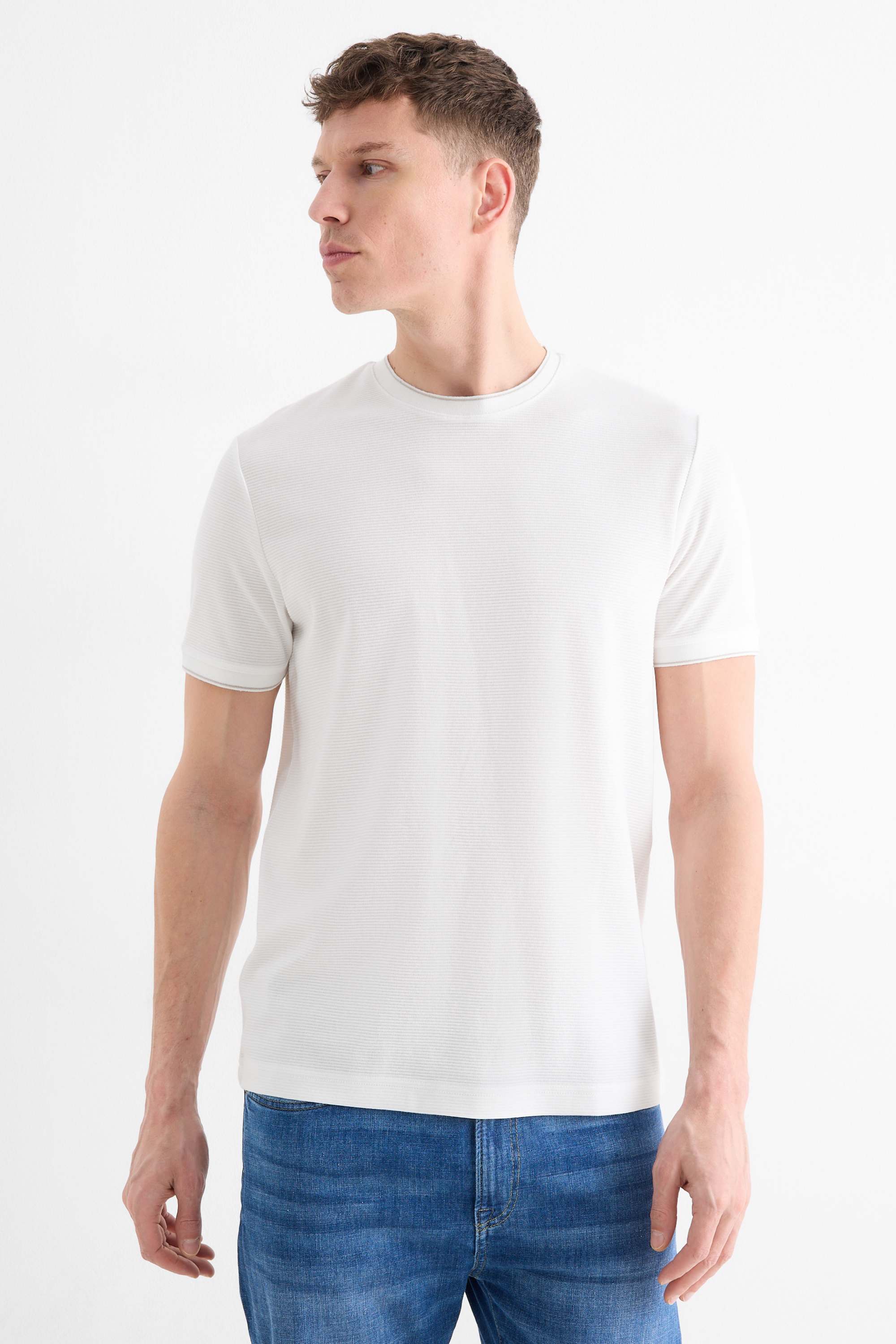 T-shirt - regular fit - textured white