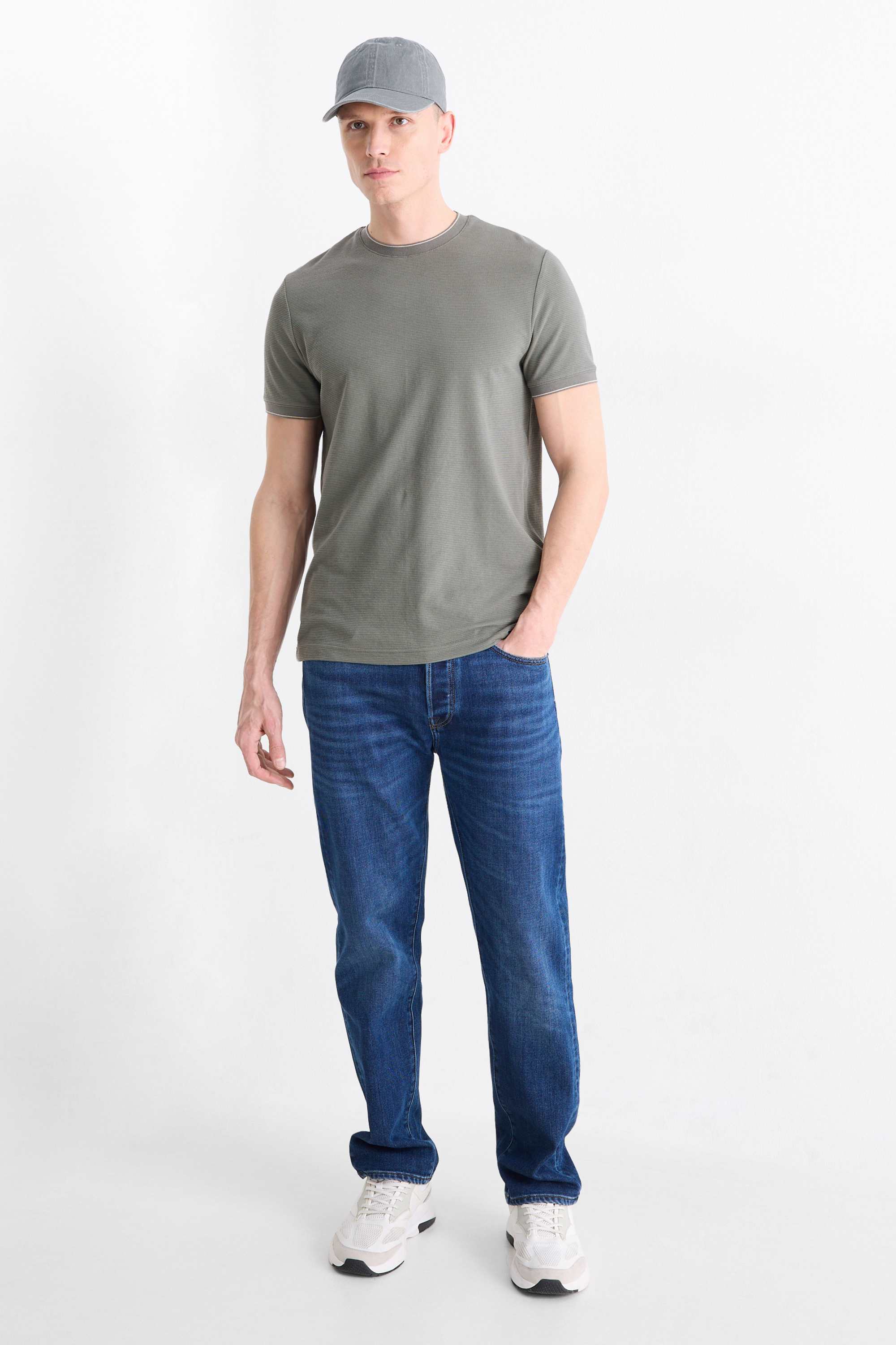 T-shirt - regular fit - textured khaki