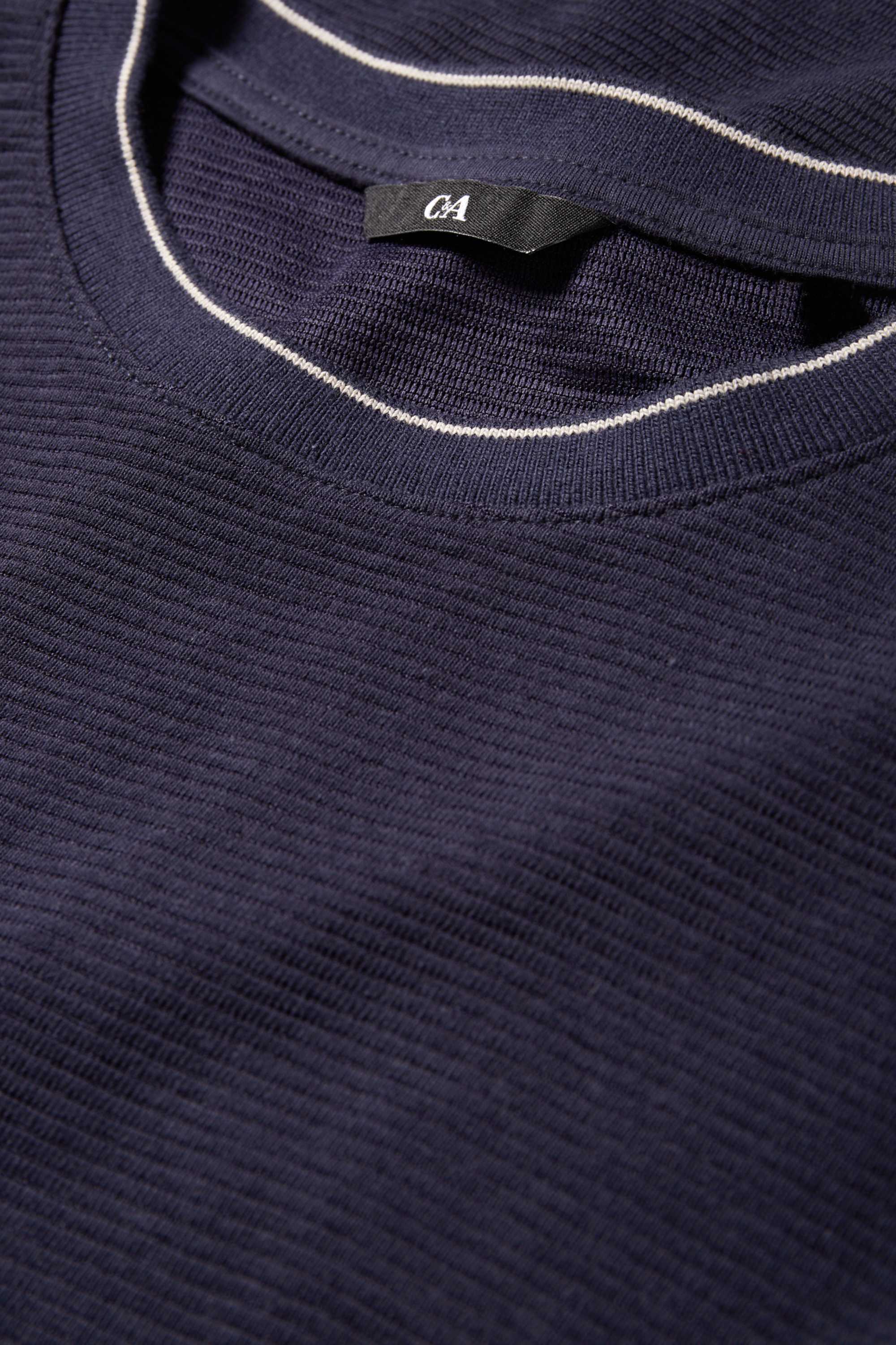 T-shirt - regular fit - textured dark blue