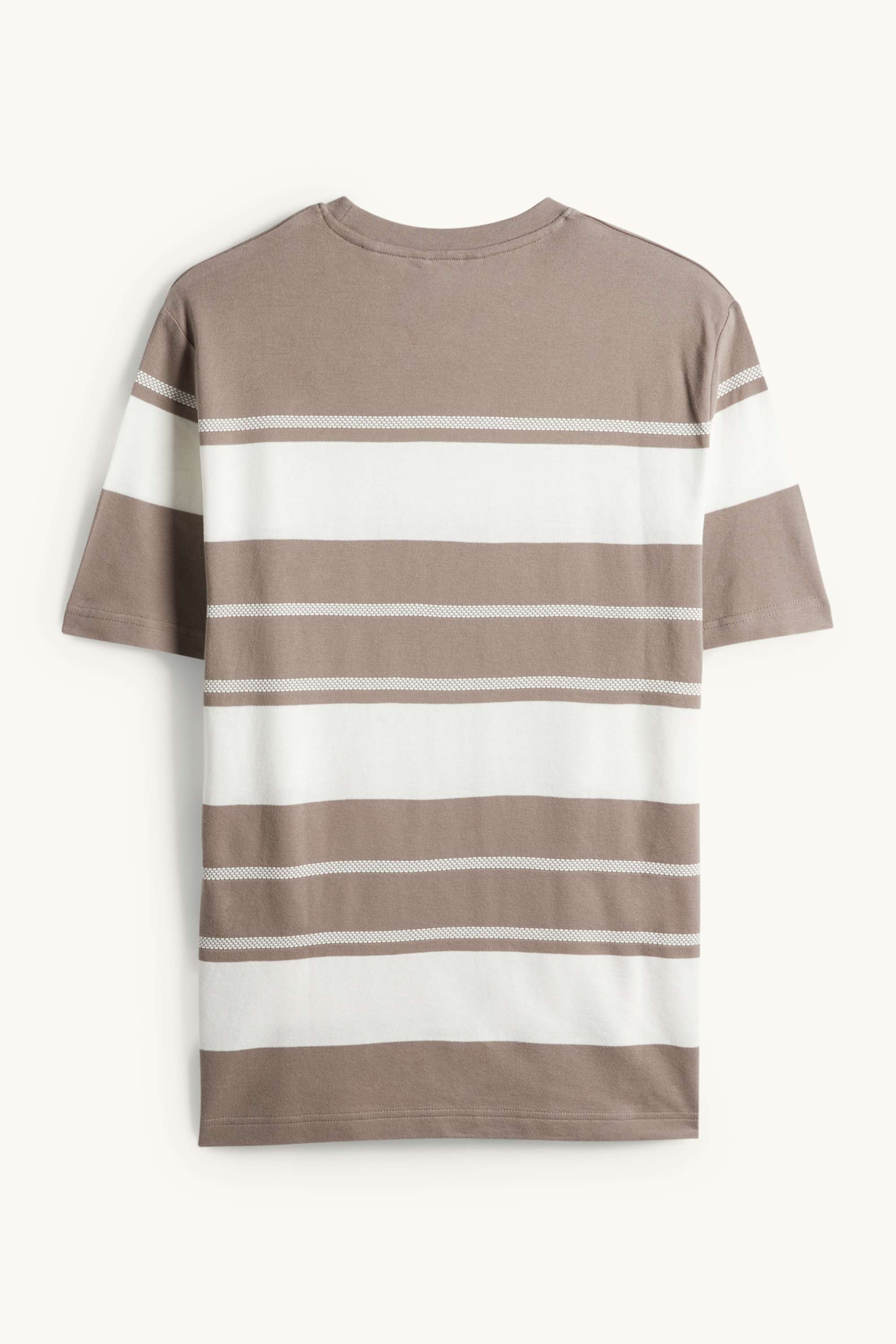 T-shirt - regular fit - striped - textured brown / cremewhite