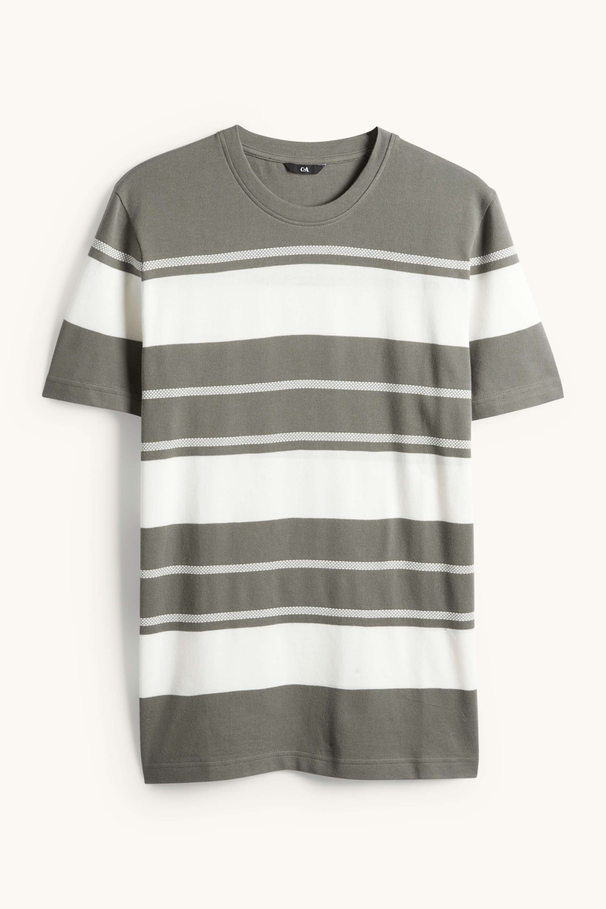 T-shirt - regular fit - striped - textured white / green