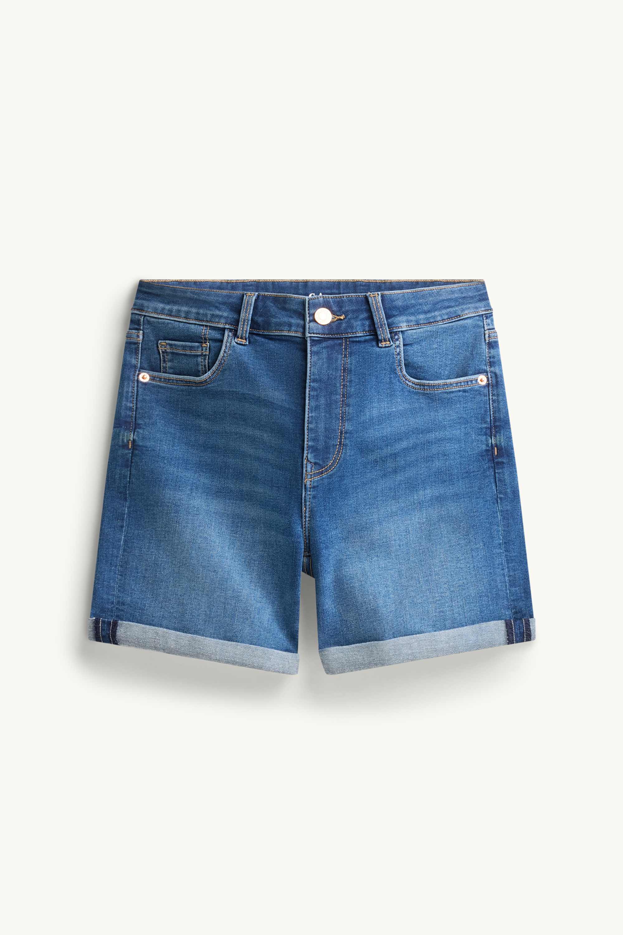Denim shorts - mid-rise waist - LYCRA® blue
