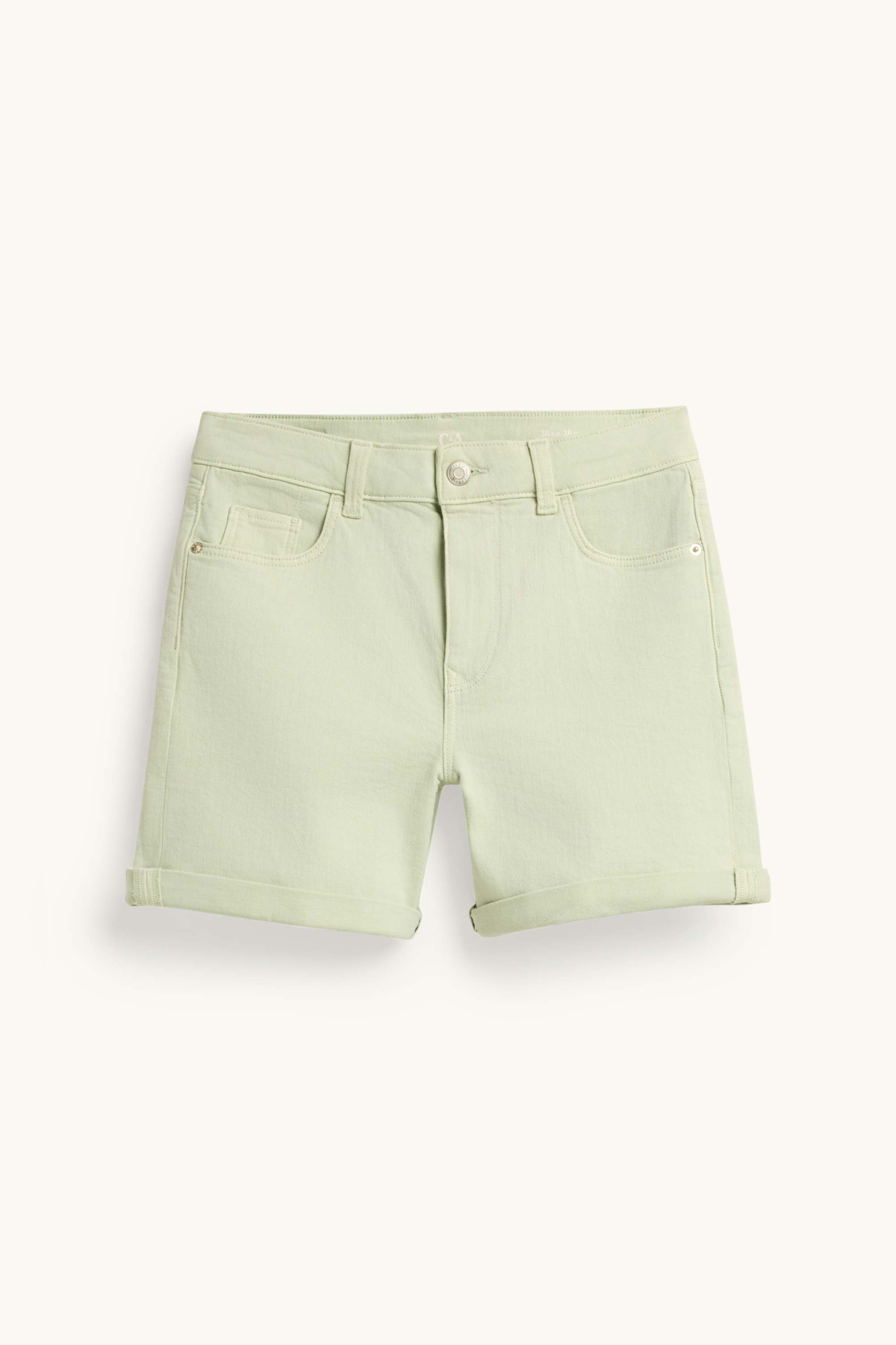 Denim shorts - mid-rise waist light green