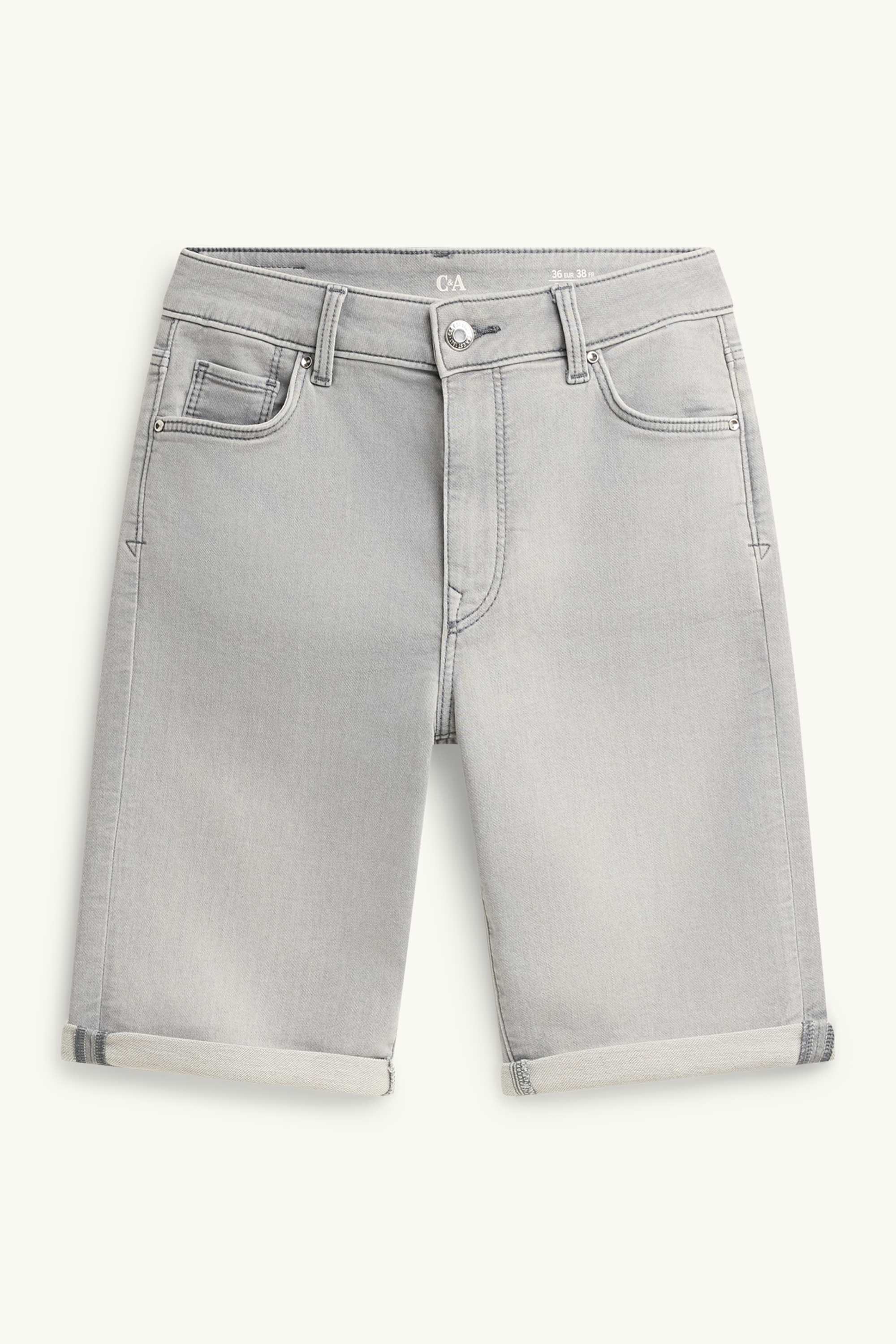 Denim Bermuda shorts - mid-rise waist - jog denim denim-light gray