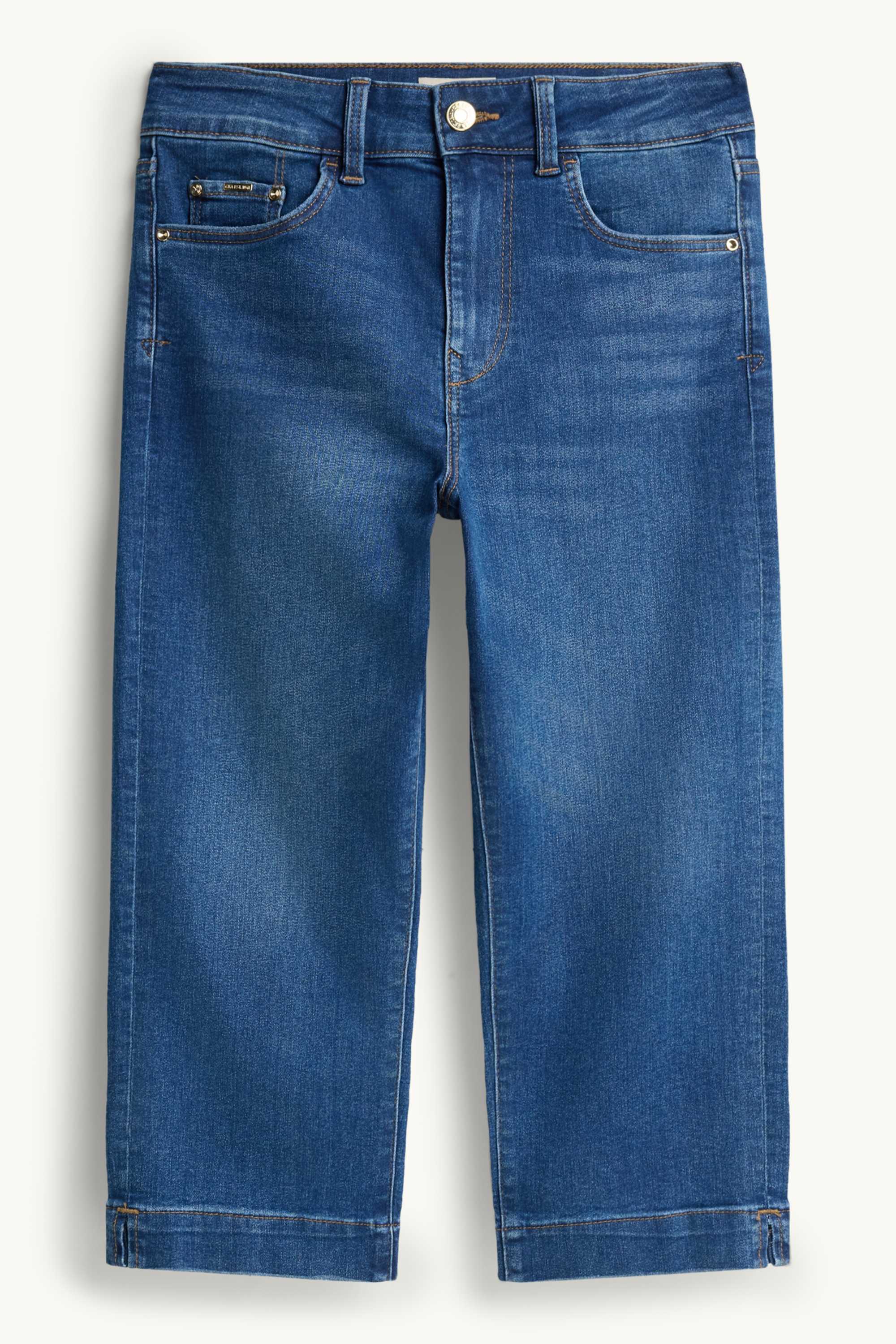 Capri jeans - mid-rise waist blue denim