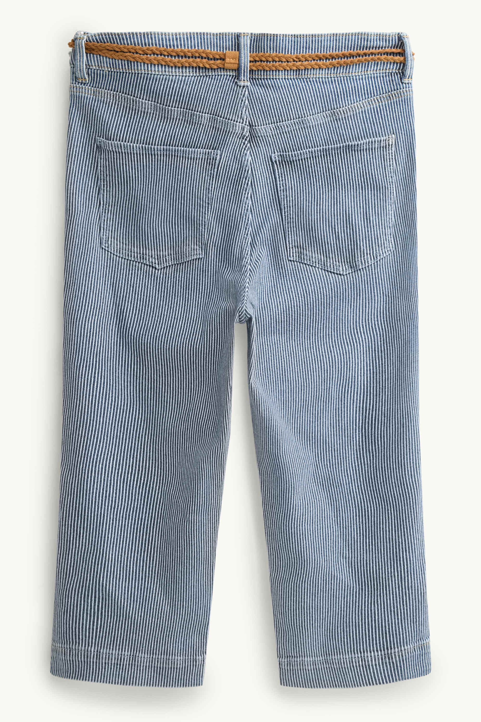 Capri jeans - mid-rise waist - striped blue / white